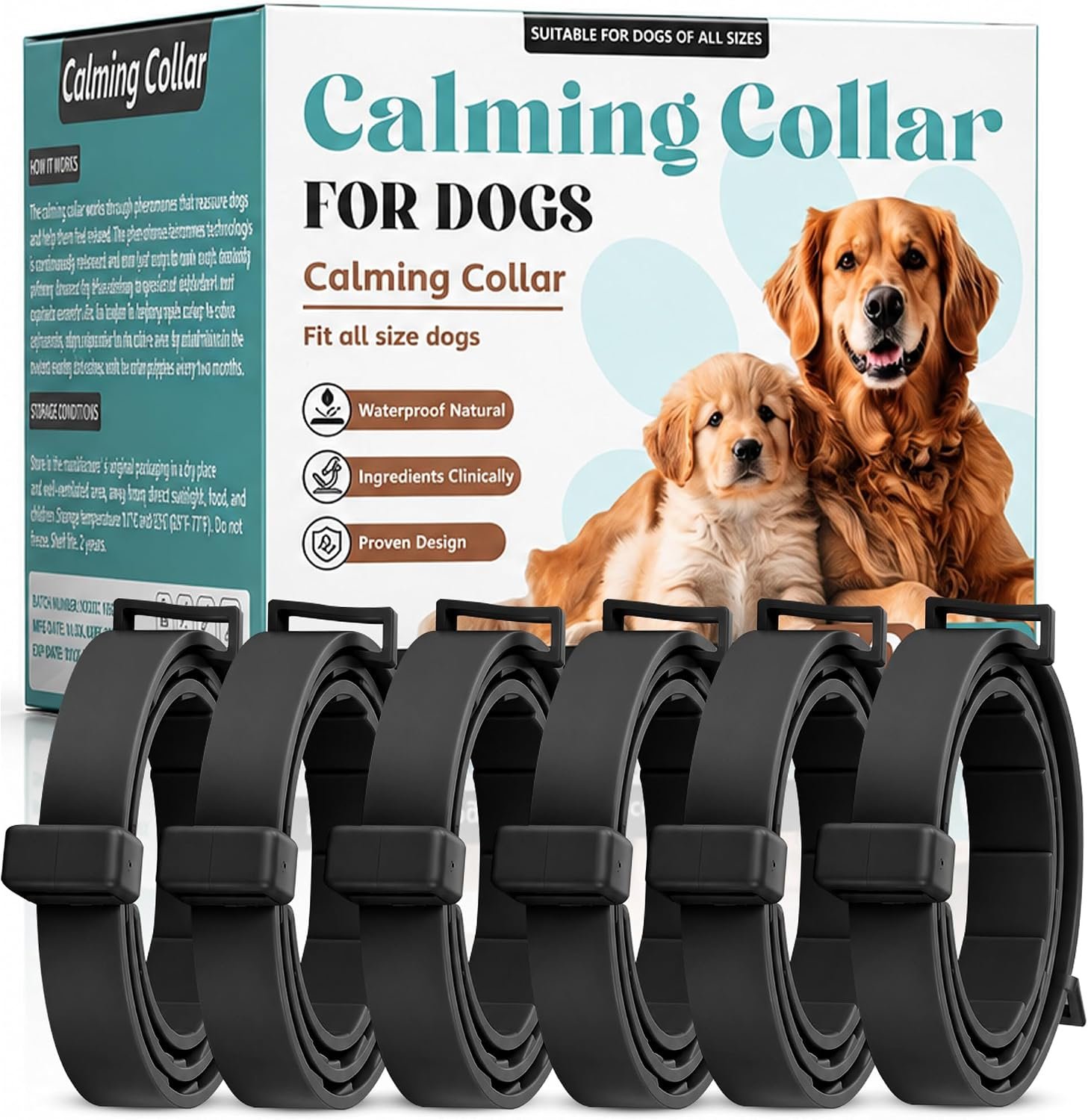 Calming Collar for Dogs – 6 Pack Pheromone Dog Anxiety Collar