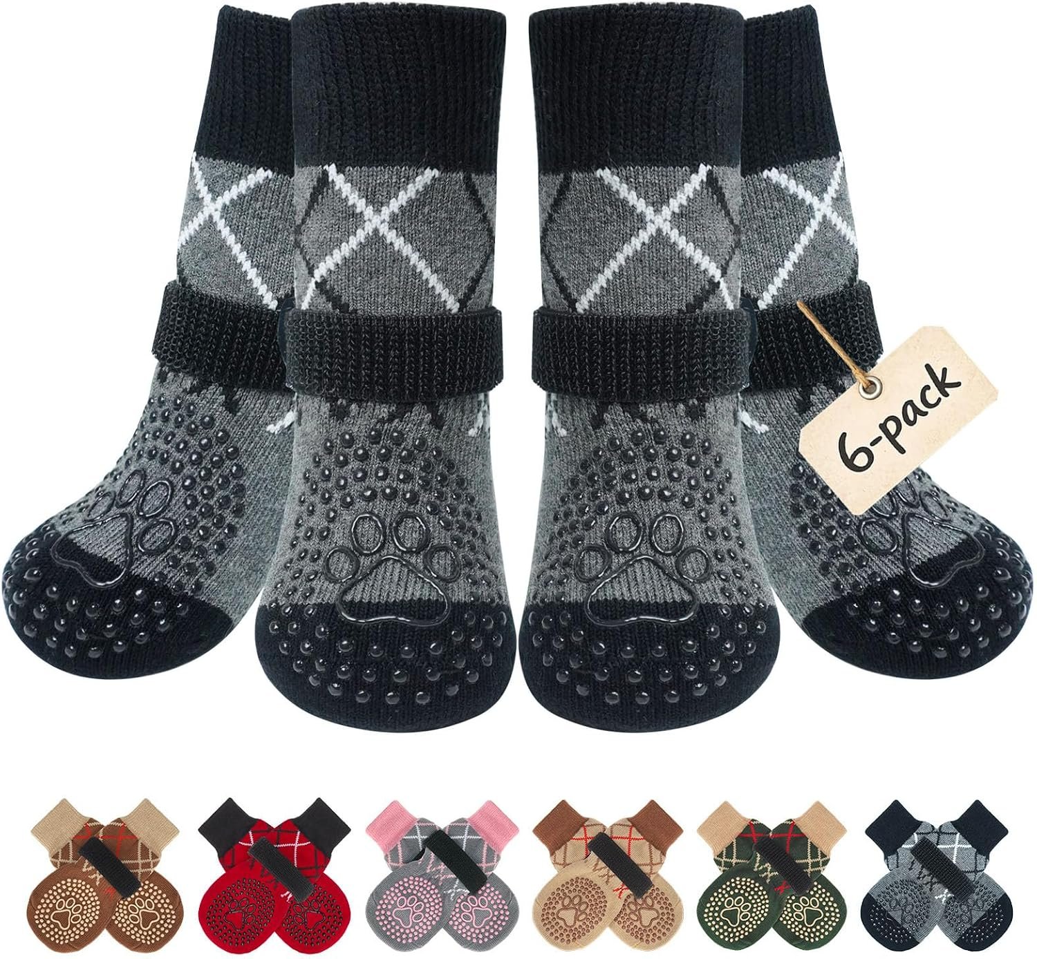 BEAUTYZOO 6PCS Dog Socks to Prevent Licking Paws for Hot/Cold Pavement