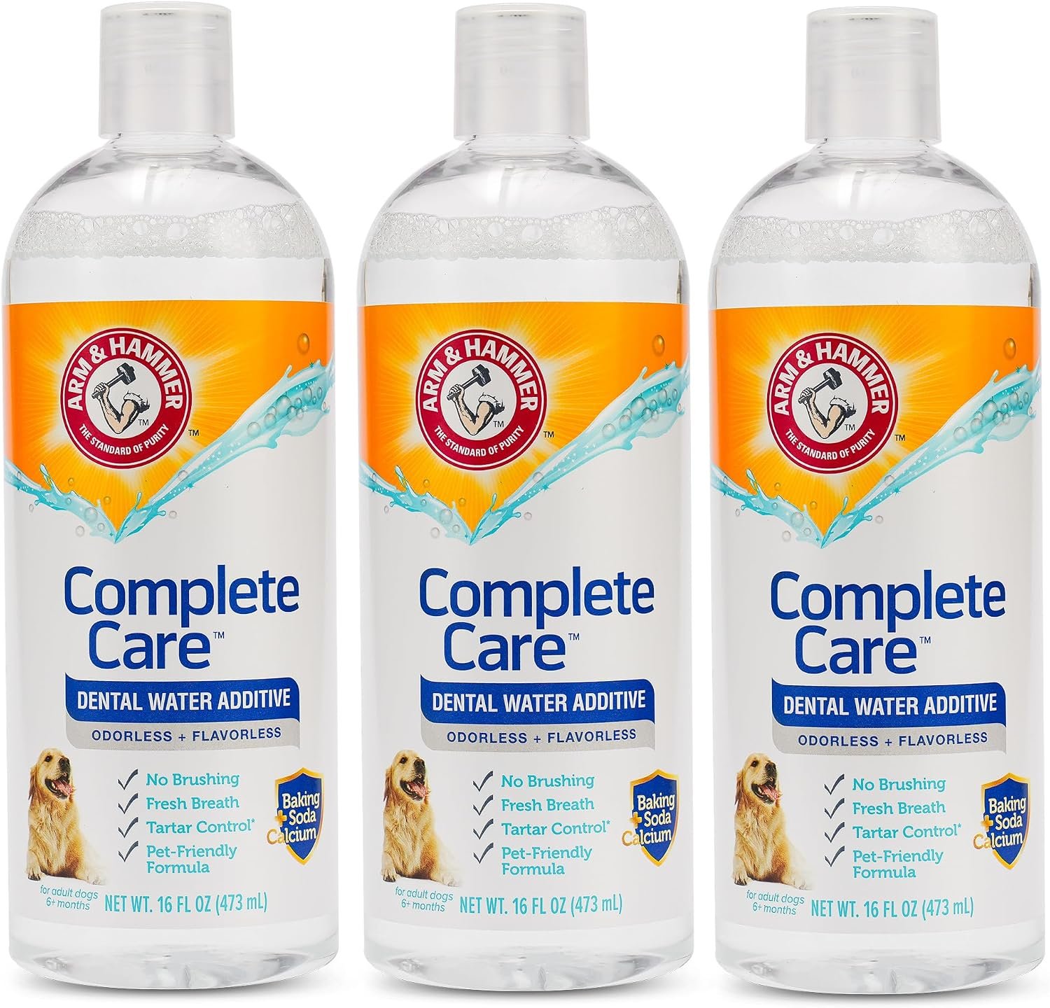 Arm & Hammer Complete Care Dog Dental Water Additive, 16 Fl Oz, 3-Pack