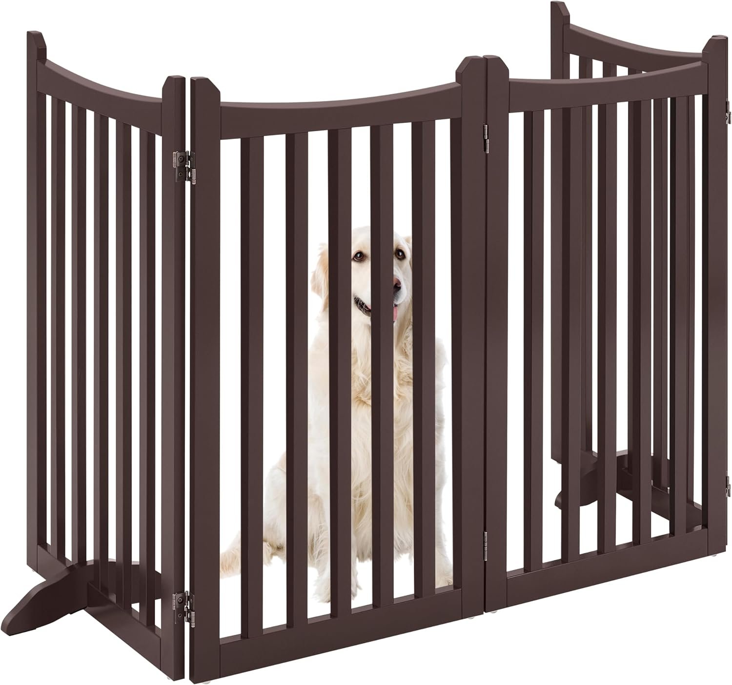 Topeakmart Freestanding Wooden Dog Gate, 36in H 4-Panel Pet Barrier