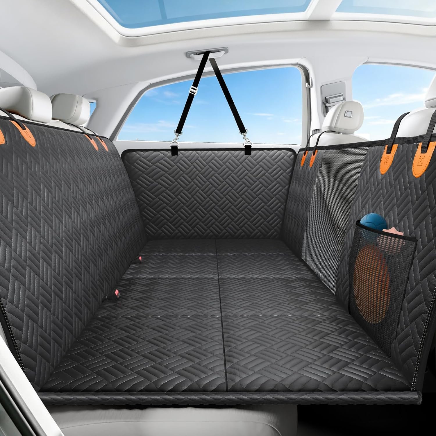 PROZAR Dog Car Seat Cover for Back Seat, Hard Bottom Back Seat Extender