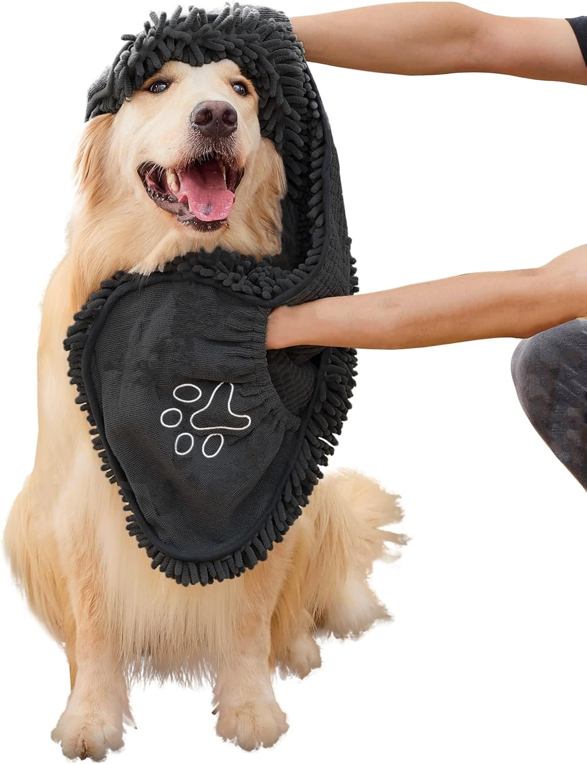 Dog Towel for Drying Dogs, Absorbent Microfiber Bath Towel, Hand Pockets