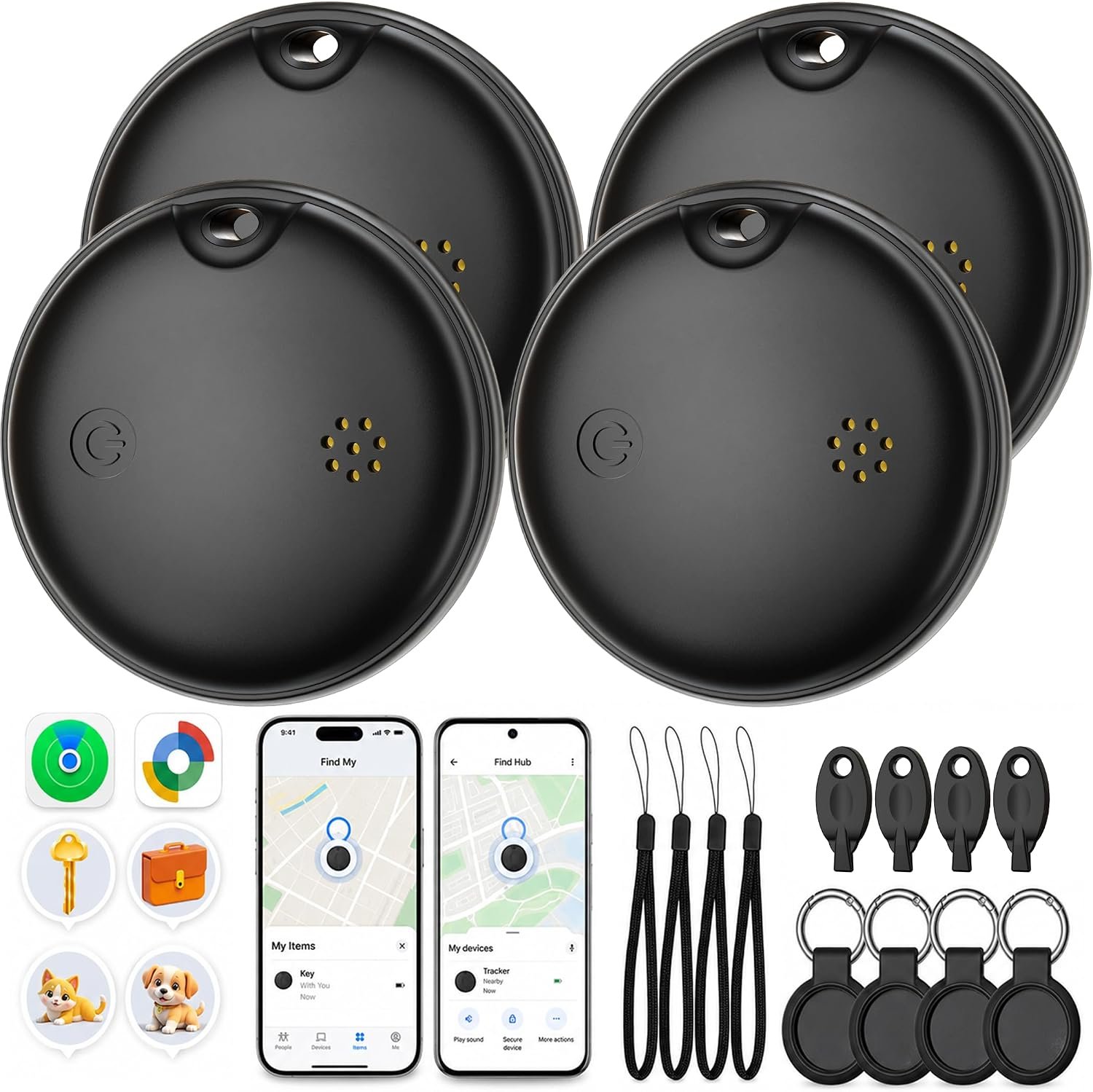 2026 Air Tags 4 Pack Tracker Tag for Android & iOS – Bluetooth Tracker with IP68 Waterproof, 100dB Alarm, Replaceable Battery, GPS Tracker Smart Tag for Luggage Keys Wallet Pets Kids, Airtag 4 Pack