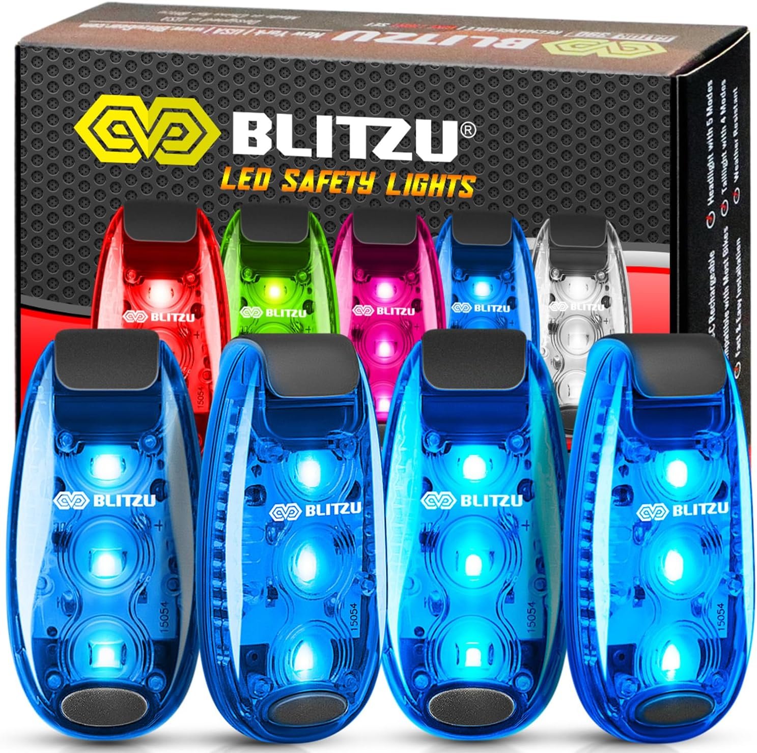 LED Safety Lights 4 Pack, Clip On High Visibility Strobe Light for Walk Run