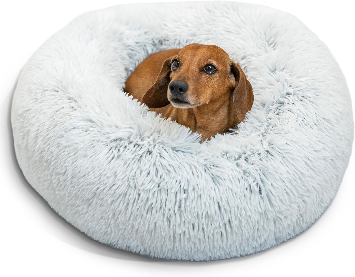 Best Friends by Sheri Original Calming Donut Dog Bed, Frost Gray, Small 23″