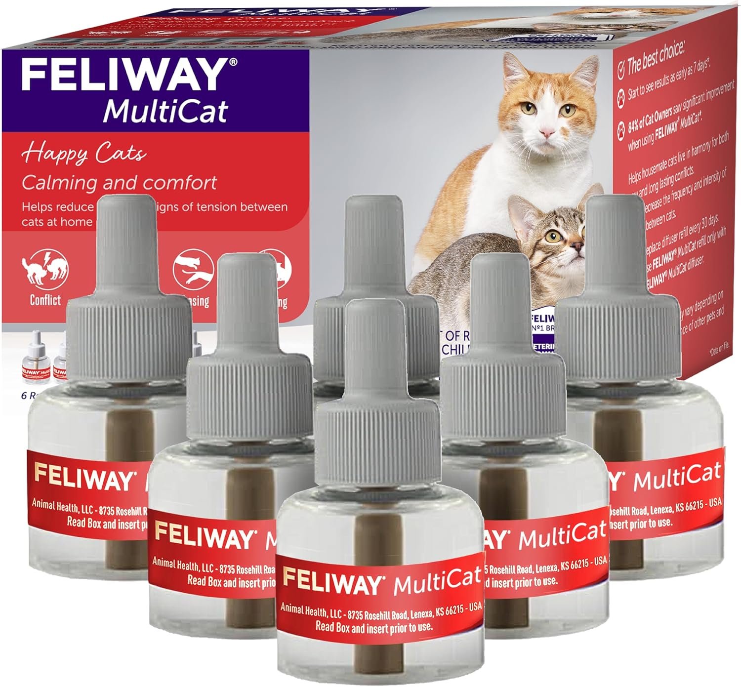 FELIWAY MultiCat Cat Calming Pheromone Diffuser Refill – 6 Pack