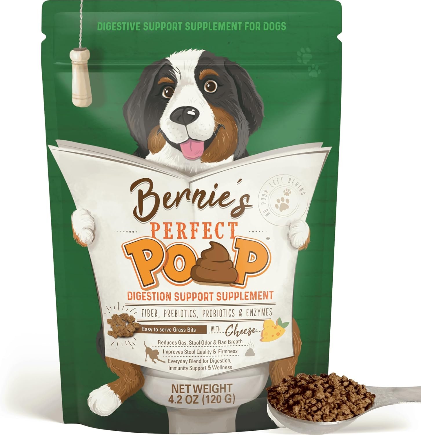 Bernie’s Perfect Poop 4-in-1 Dog Digestion Supplement, Cheese, 4.2 oz