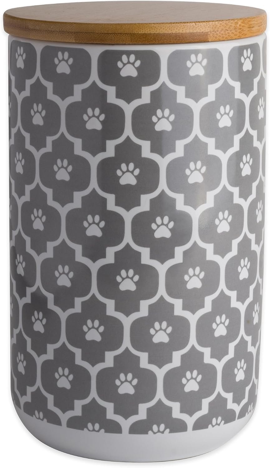 Bone Dry Lattice Collection Pet Bowl & Canister, Treat Canister, 4×6.5″, Gray
