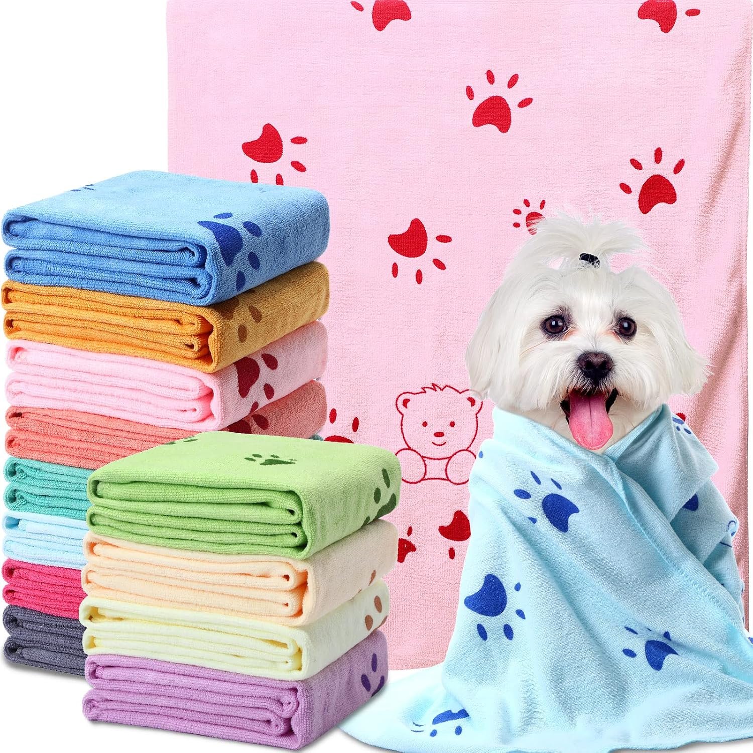 Moukeren 12 Pcs Dog Drying Towel 20”x39” Microfiber Absorbent Bulk