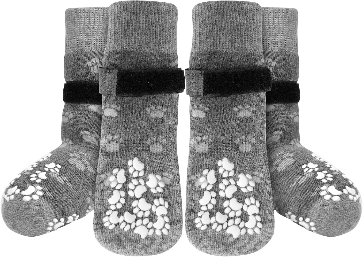 Anti-Slip Dog Socks Prevent Licking Paws,Dog Socks with Grippers for Senior Dogs Walk on Hardwood Floor,Dog Grippers with Strong Traction,Dog Essentials,Grey 2 Pairs,L