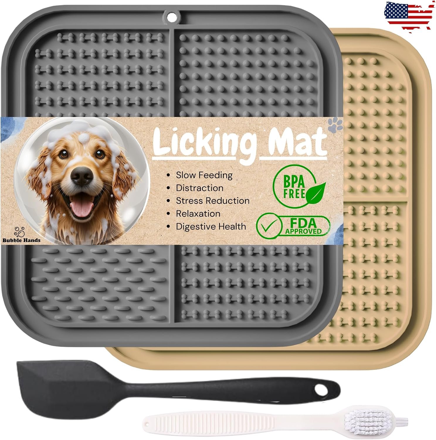 Dog Lick Mat – 2 Pack Slow Feeder for Dogs & Cats to Keep Them Busy Ideal for Grooming & Bathing – Anxiety Relief & Calming