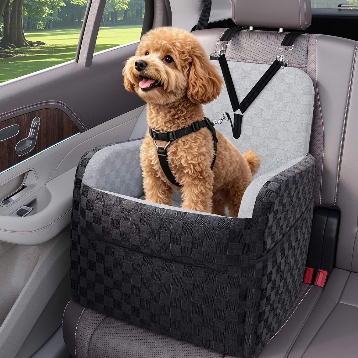 Waterproof Dog Booster Car Seat for Small Medium Dogs up to 26 lbs