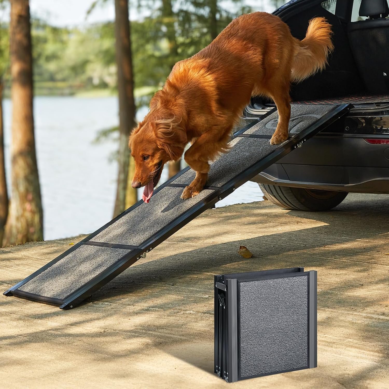 PetThem Dog Ramp for Car, 71″ L × 19.7″ W, Extra-Long Extra-Wide Foldable