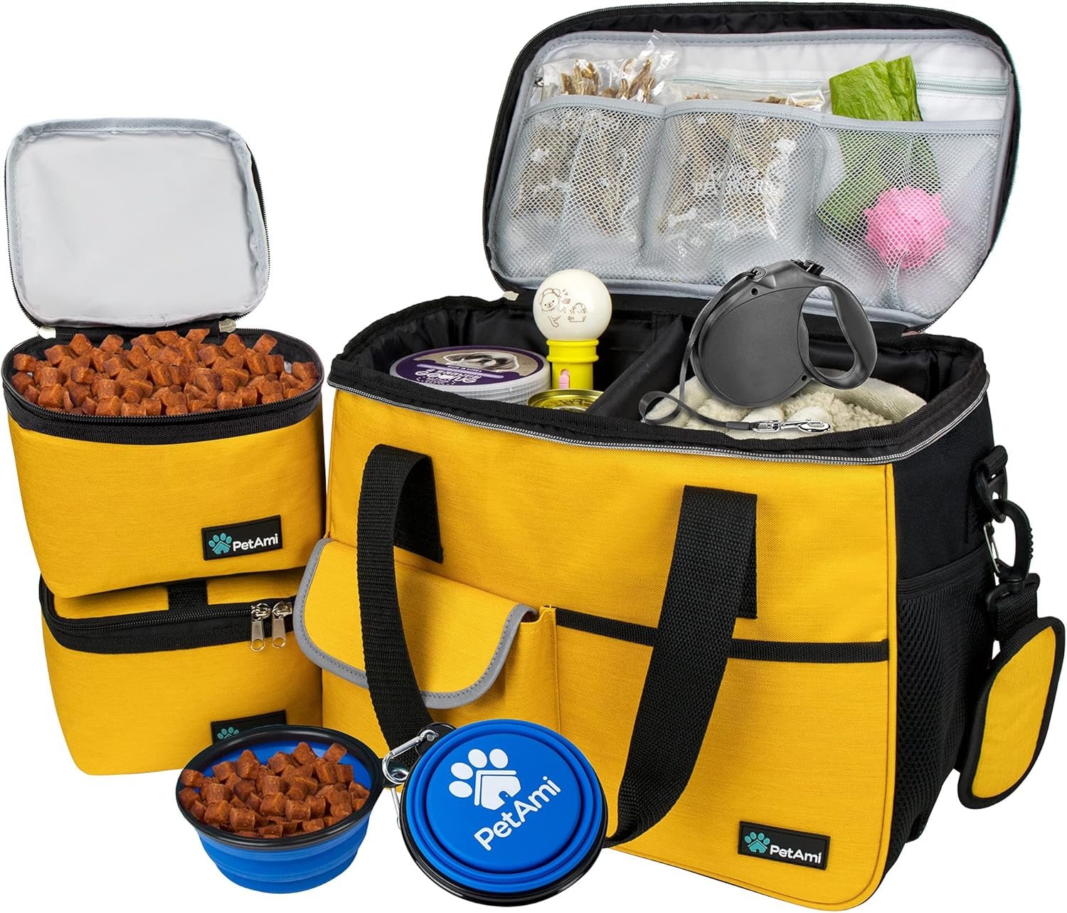 PetAmi Dog Travel Bag Organizer, Pet Supplies Diaper Tote, Yellow Medium