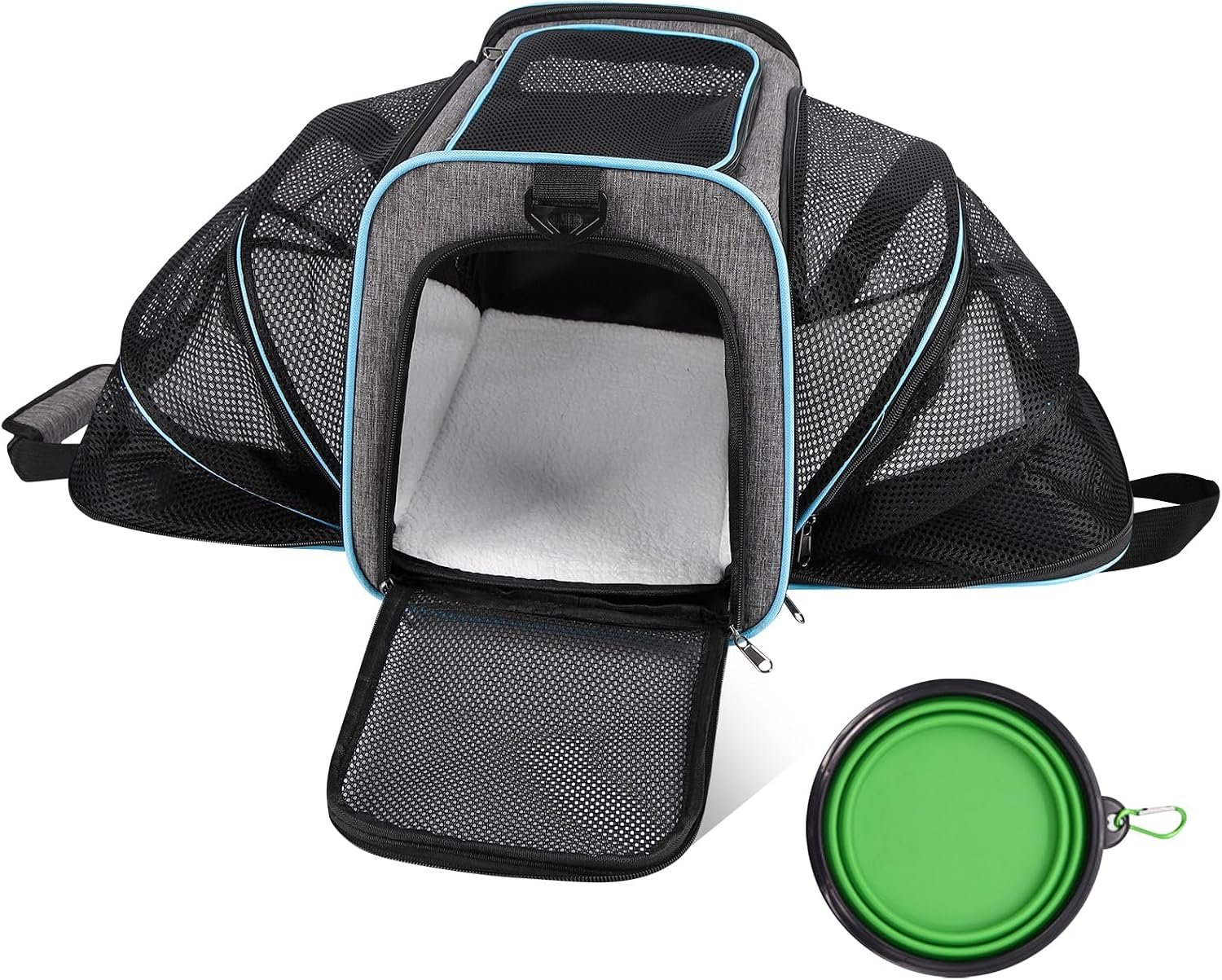 Cat Carrier – Airline Approved Expandable Soft Side Pet Carrier, Collapsible Pet Travel Bag Carrier with Foldable Pet Bowl for Cat Small Animals Under 14LB, 17 * 11 * 11
