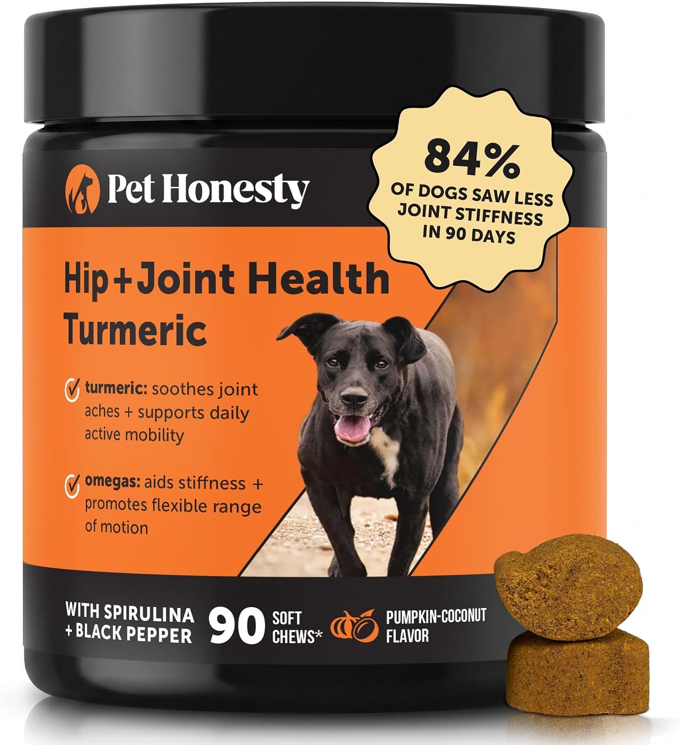 Pet Honesty Turmeric Hip and Joint Supplement for Dogs, 90 Count
