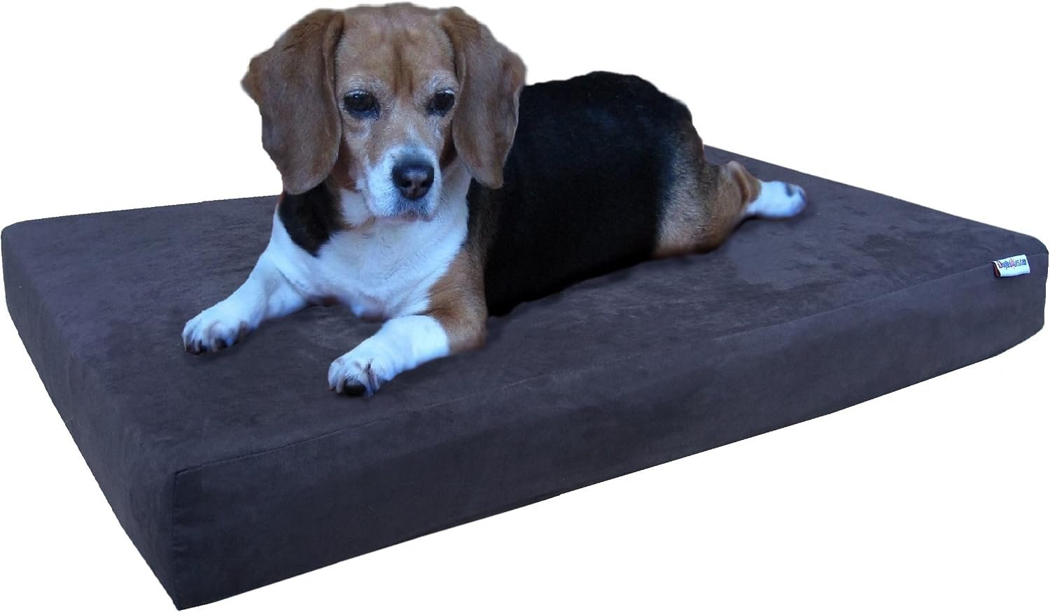 Dogbed4less Orthopedic Gel Memory Foam Pet Dog Bed, Waterproof Liner with External Microsuede Cover and Bonus Antislip Cover (Microsuede Espresso, 35″X20″X4″ Inches)