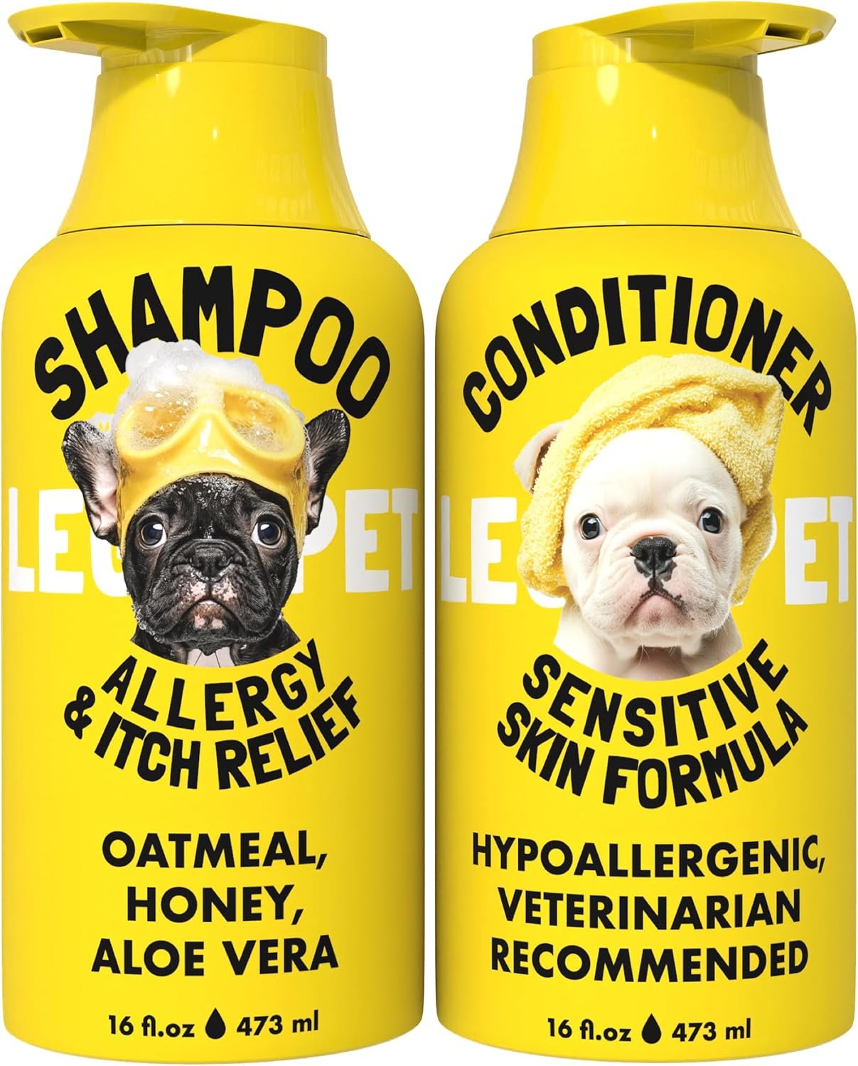 LEGITPET Oatmeal Dog Shampoo & Conditioner Set for Itchy Skin, 2 x 16 oz