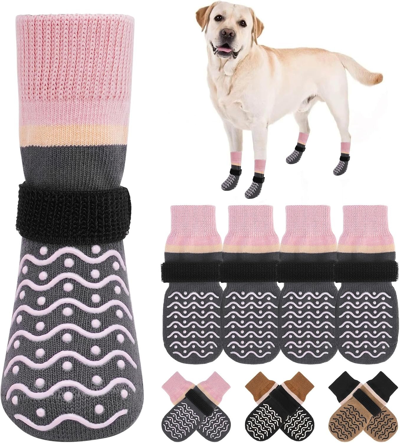 BEAUTYZOO Anti Slip Dog Socks, Dog Shoes for Hot Pavement & Hardwood Floors