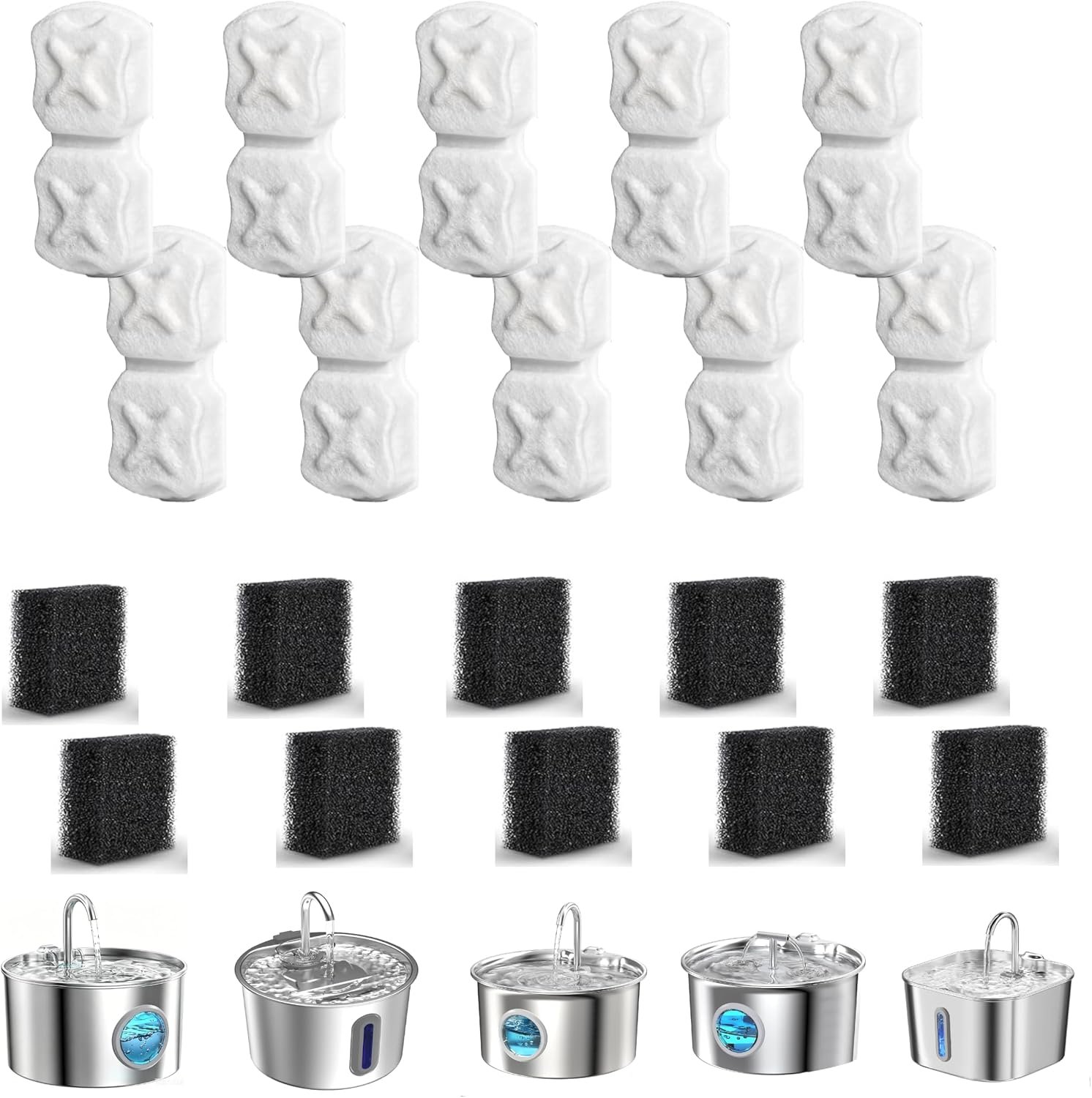 20Pcs Cat Water Fountain Filter Replacement: 20 Cat Fountain Filter