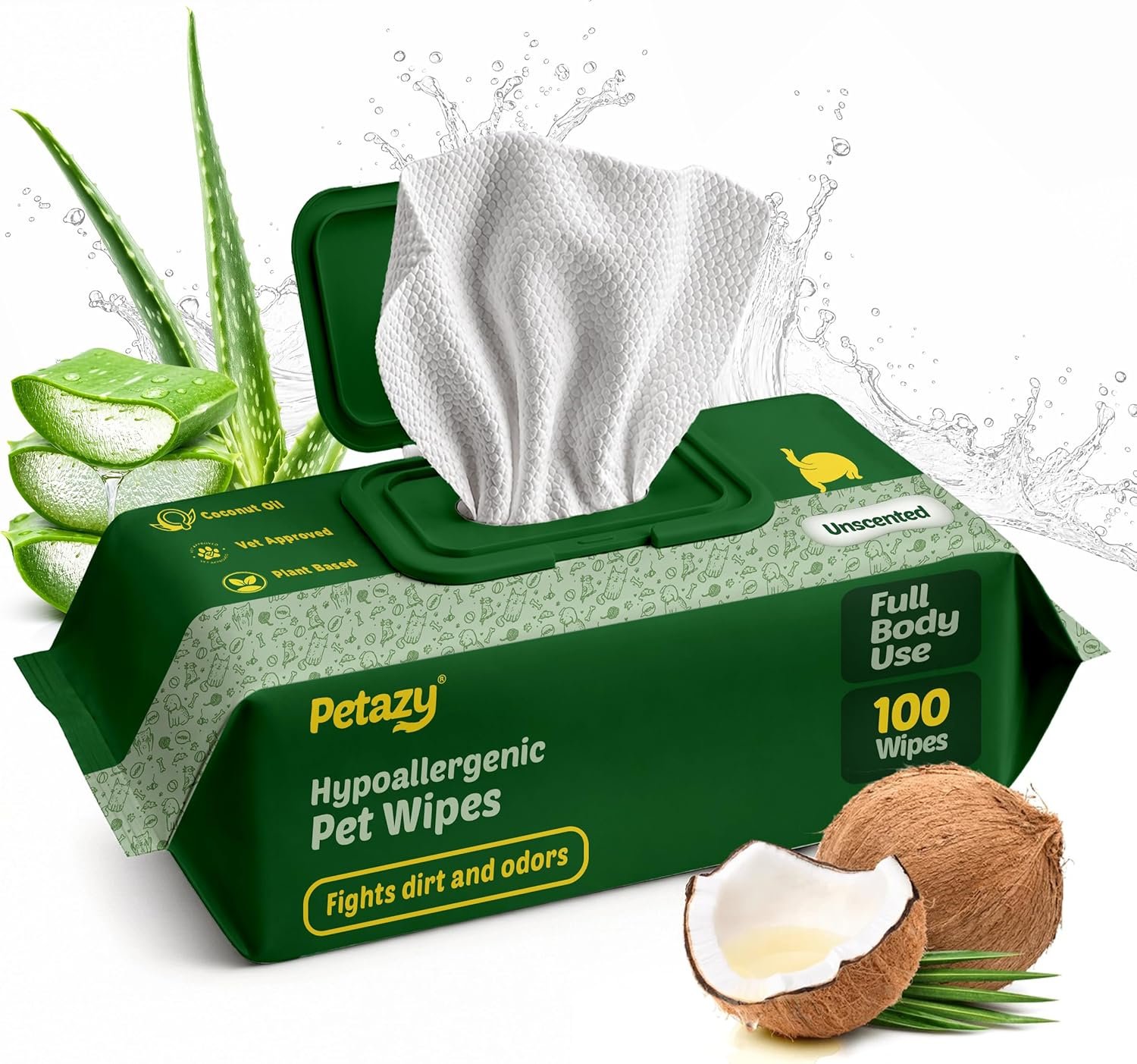 Petazy Pet Wipes for Dogs & Cats – Paws, Ears & Butt Cleaning, 100 Count