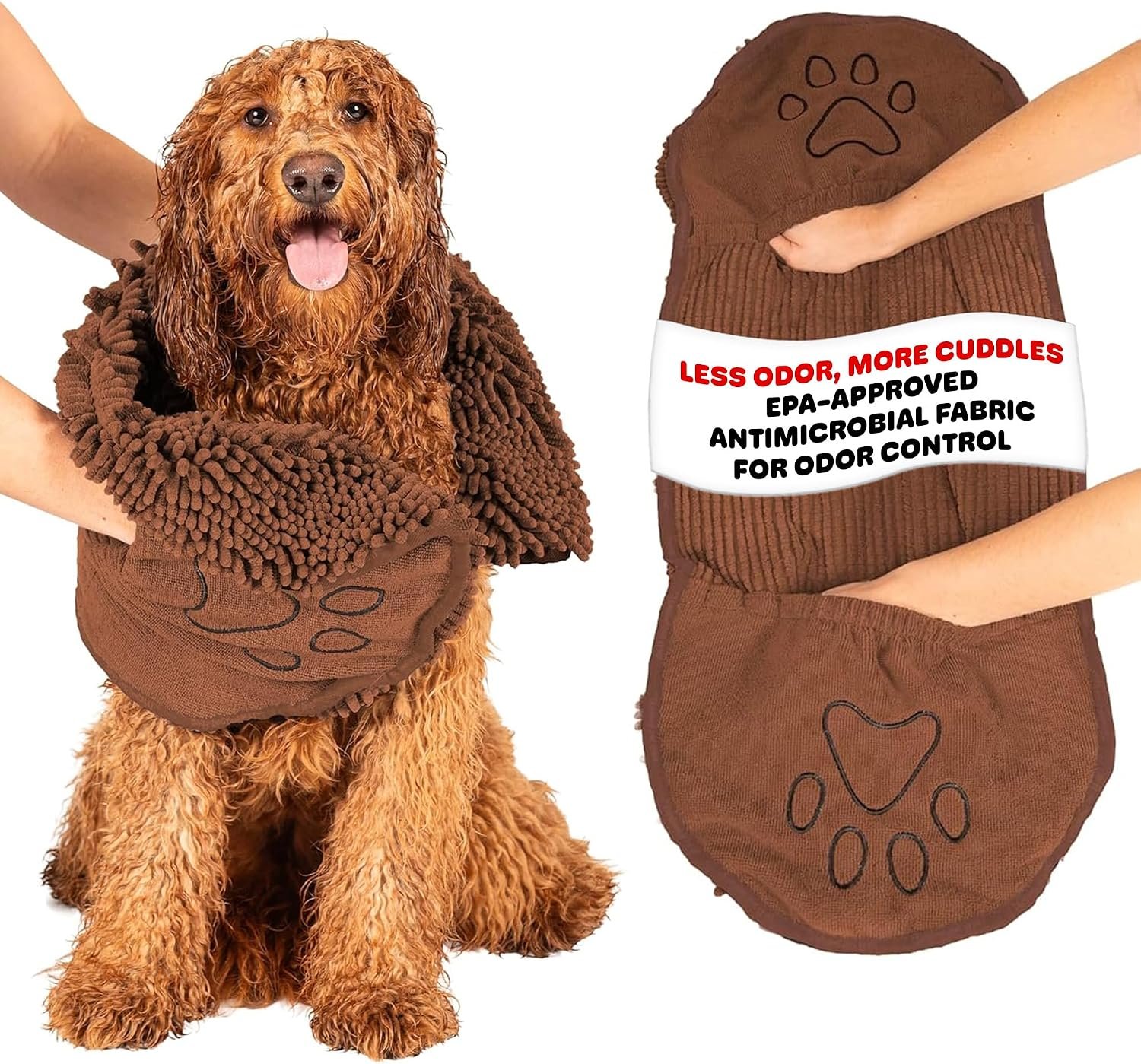 Dog Gone Smart The Dirty Dog Shammy Bath Towel – Brown, 31 × 13 in