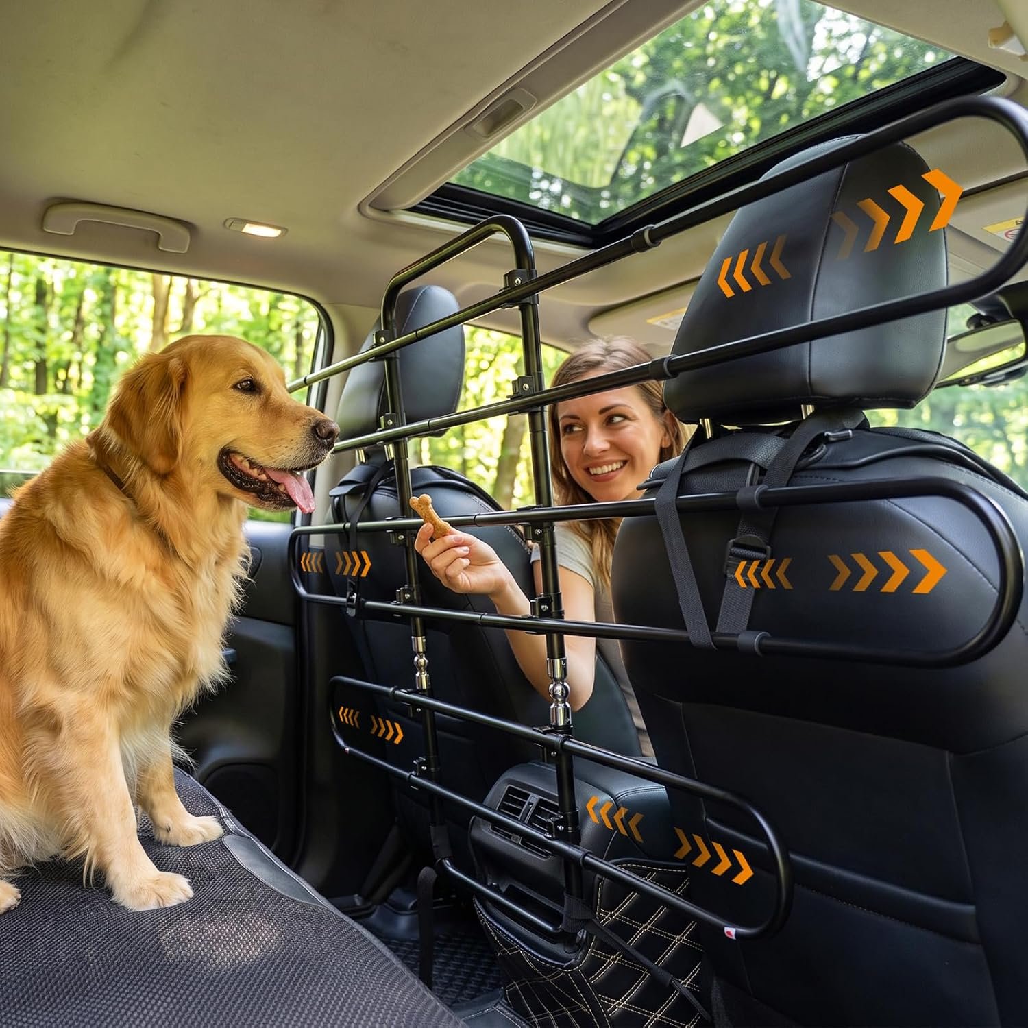 JoyBlooms Dog Car Barrier for SUV, Heavy-Duty Metal, Adjustable 37-62 in