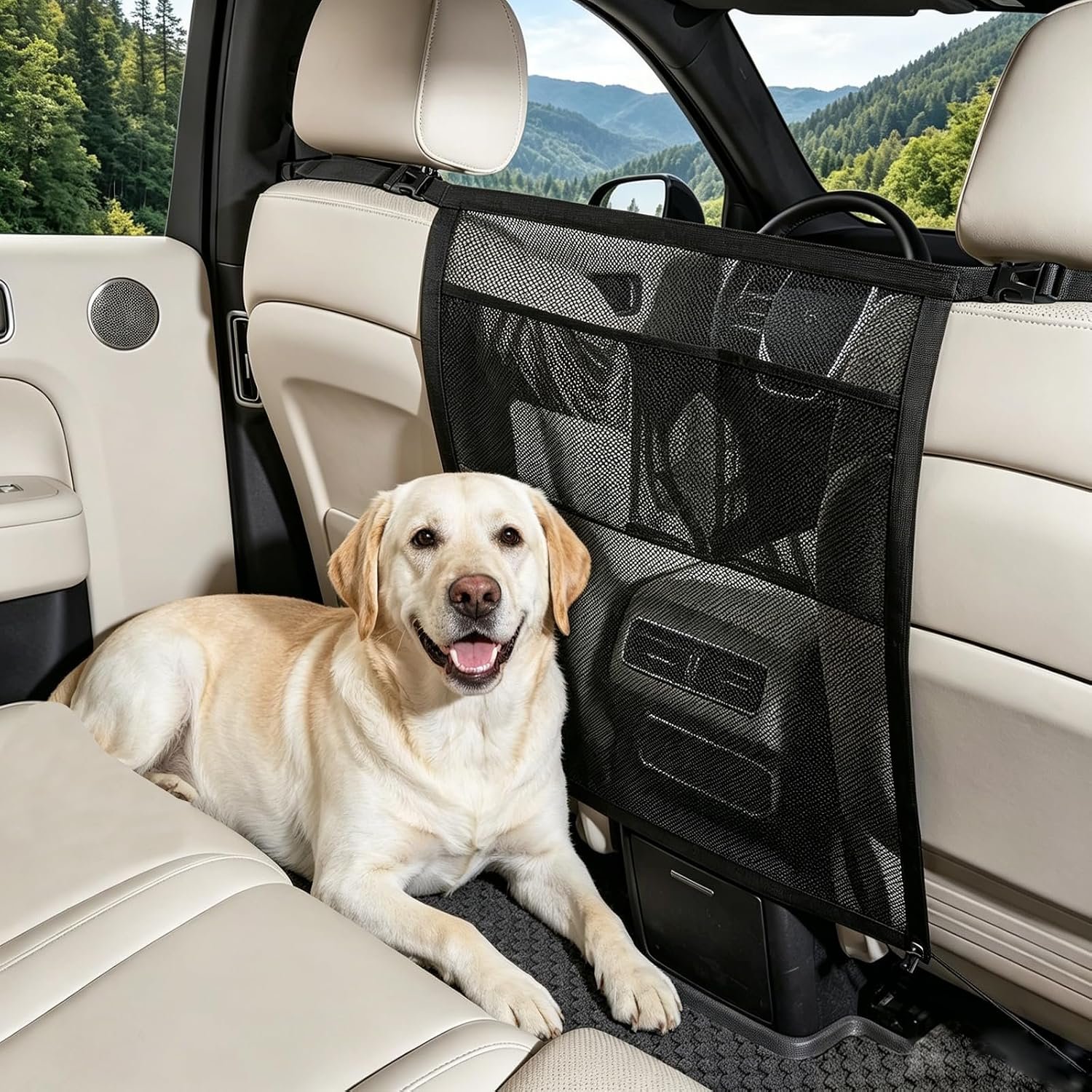 Dog Car Barrier for Car SUV Truck – Dog Net for Backseat Pet Divider Fit