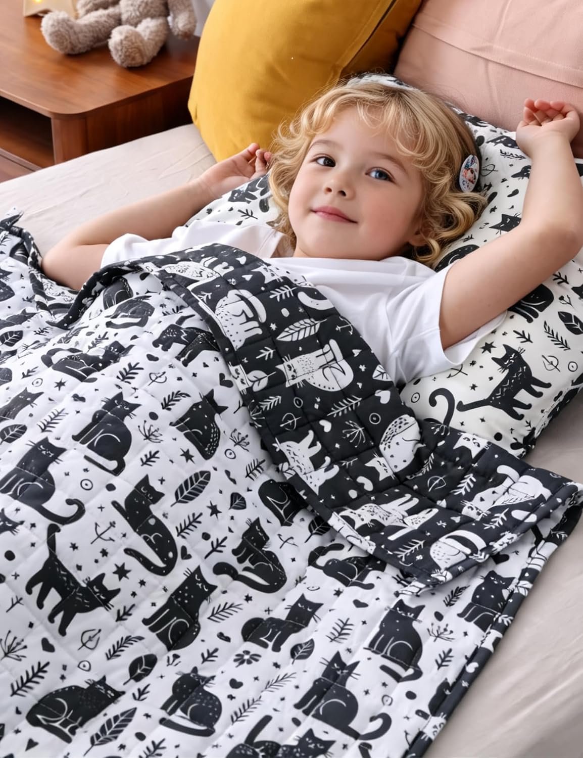 YnM Weighted Blanket Queen(60″x80″ 12lbs) Washable Soft Heavy Blanket Throw for All-Season Weighted Blanket for Sleeping,Throw Size Breathable Blanket with Premium Glass Bead(Cat)