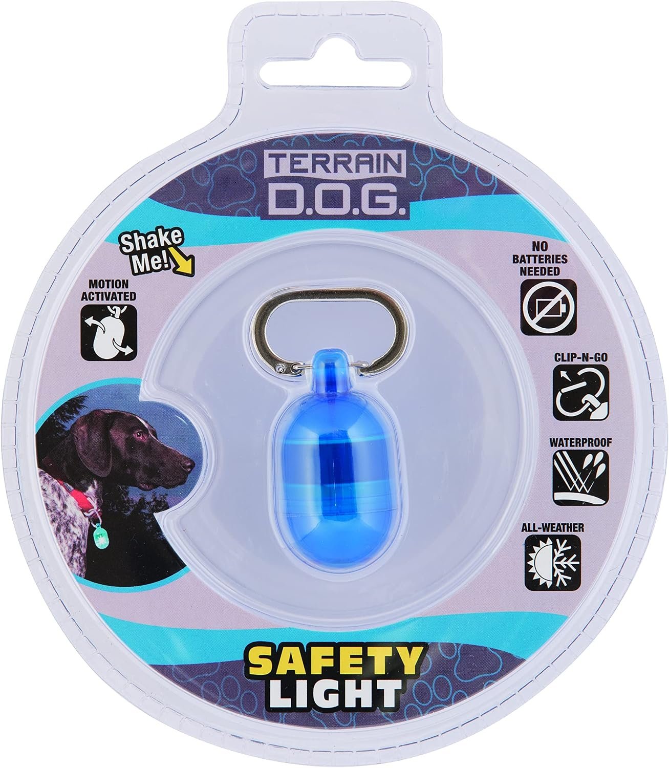 Terrain Dog Light for Dog Collar, Waterproof Light, Motion Activated Light, Blue