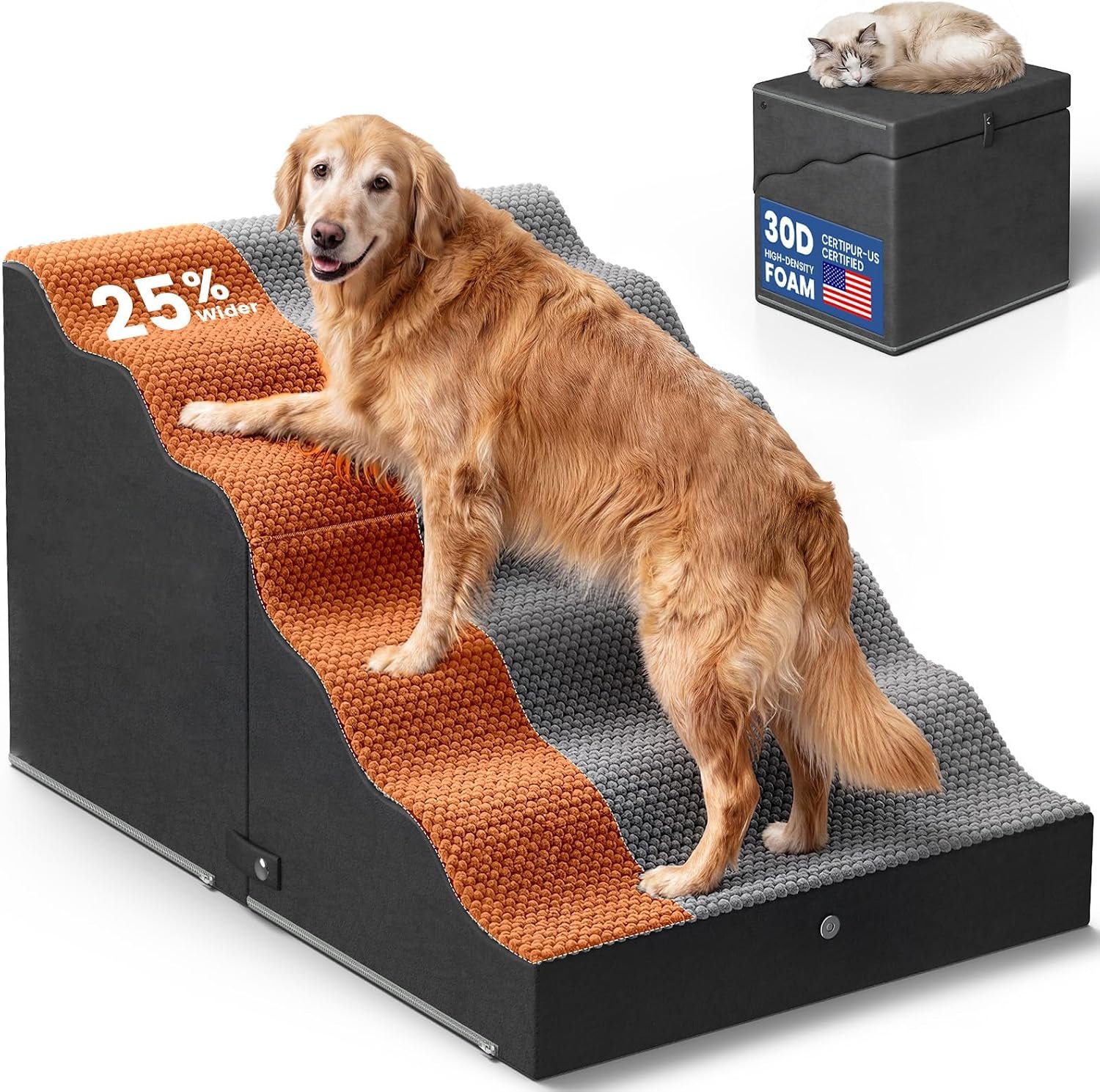 Dog Stairs for Bed Up to 90 lb – Large Dogs Pet Steps & Ottoman