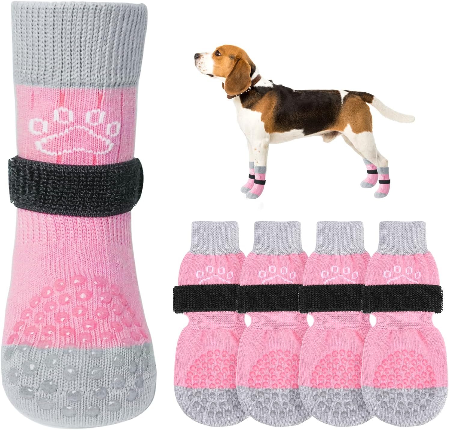 SCENEREAL Anti Slip Dog Socks to Prevent Licking Paws for Hardwood Floors