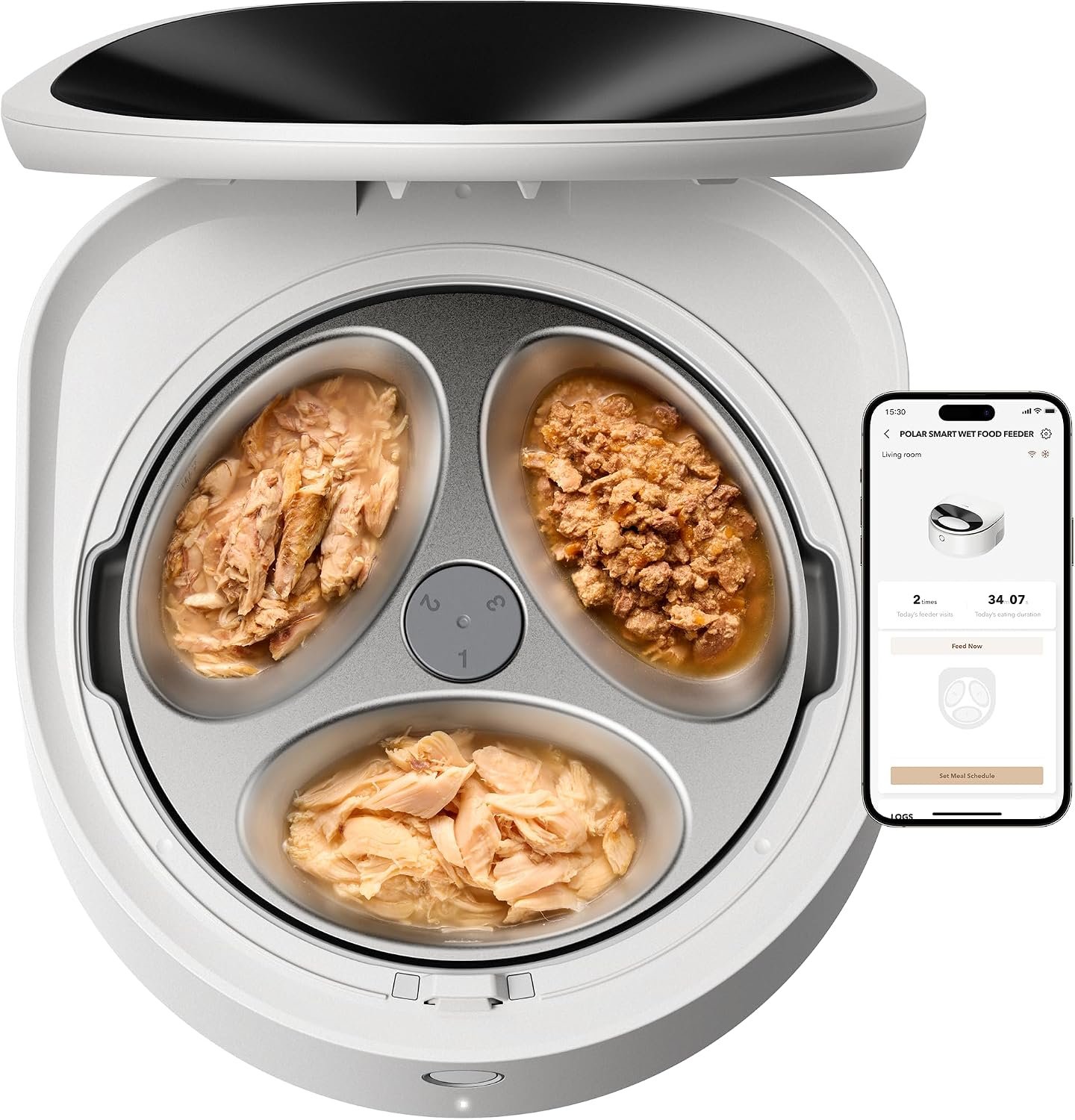 PETLIBRO Automatic Wet Cat Feeder with Refrigeration 2026 New Verision, App-Controlled Cat Food Dispenser with Semiconductor Cooling, 3 Fresh Meals for 3 Days, Stainless Steel Bowl，White