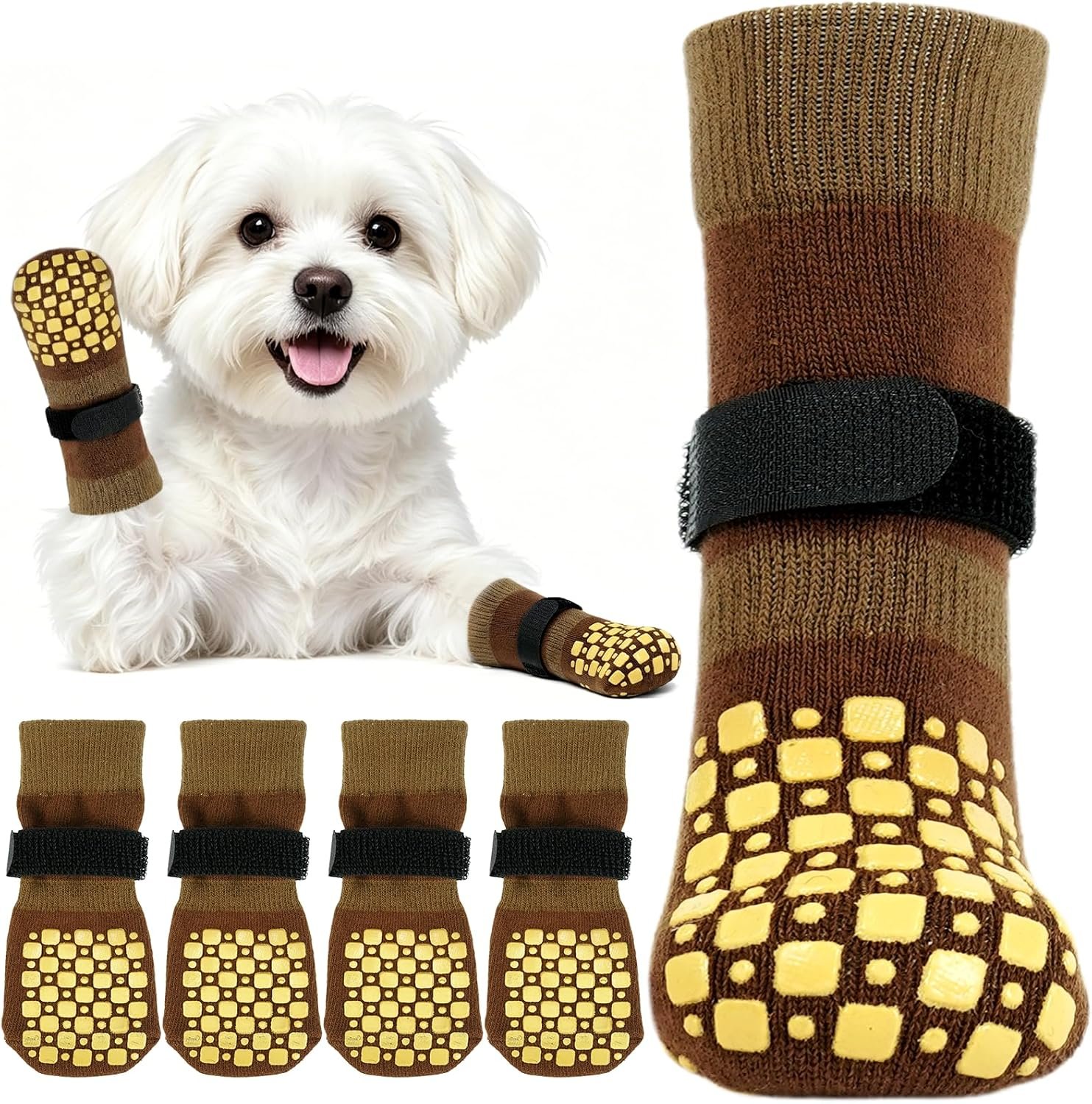 Kuoser Non Slip Dog Socks with Grippers for Hardwood Floors