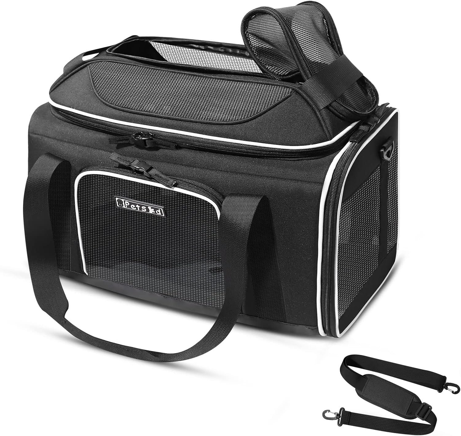Petskd Top-Expandable Small Pet Carrier 17″x11″x9.5″ Airline Approved