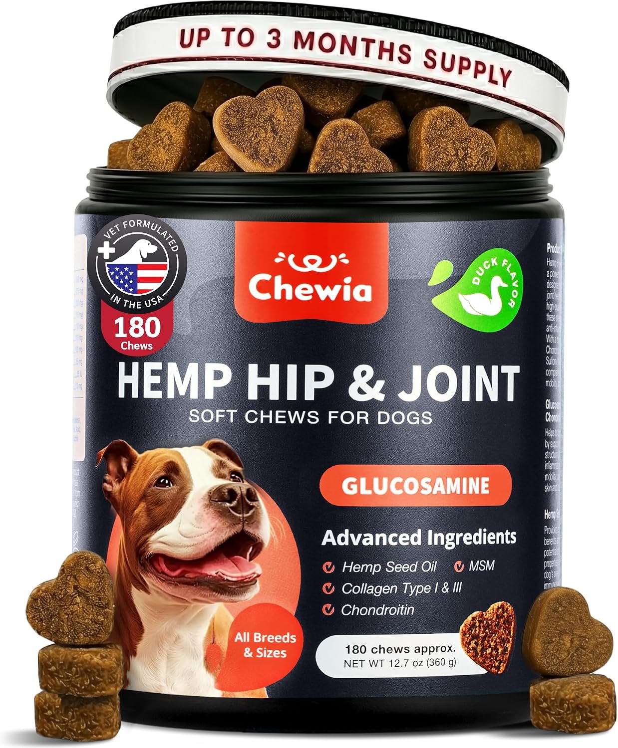 Hip & Joint Chews for Dogs – Glucosamine Joint Supplement for Mobility
