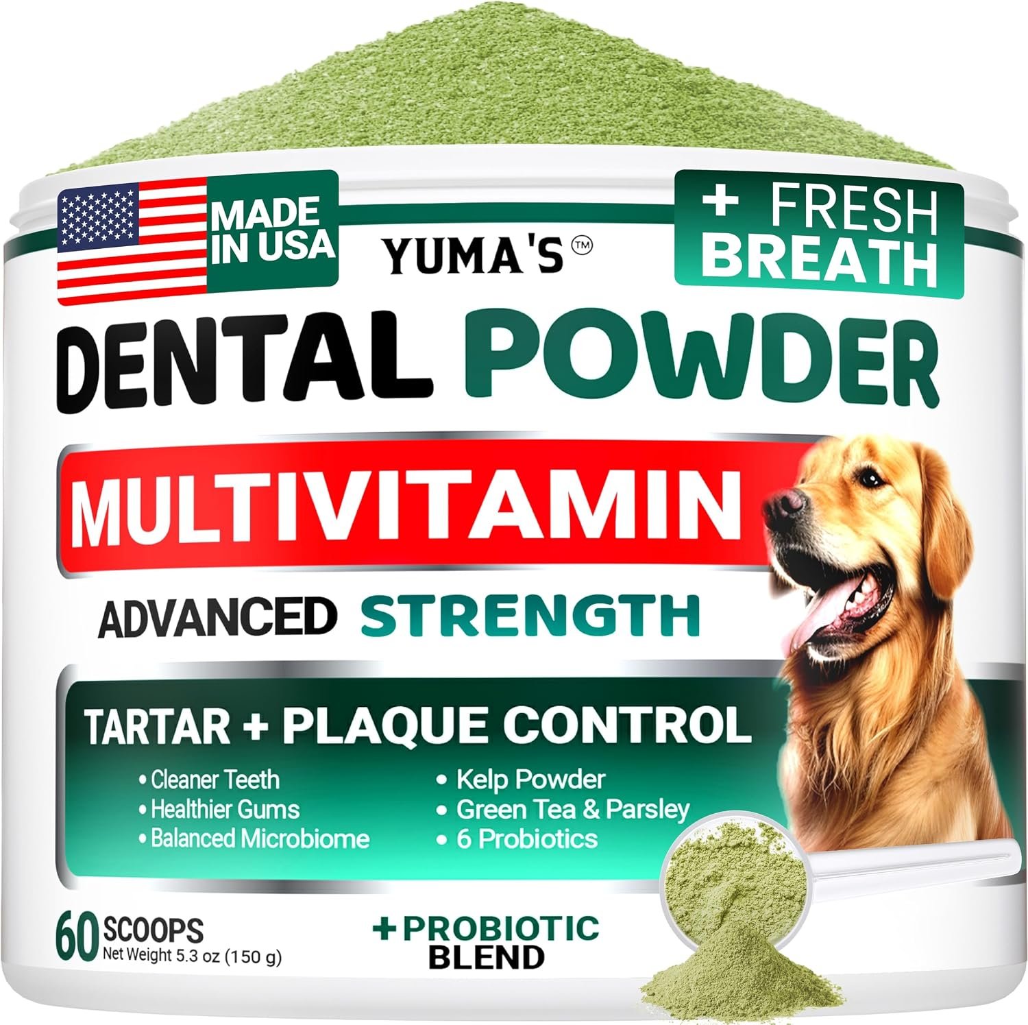 Dog Dental Powder, Breath Freshener with Multivitamin, Dog Teeth Cleaning