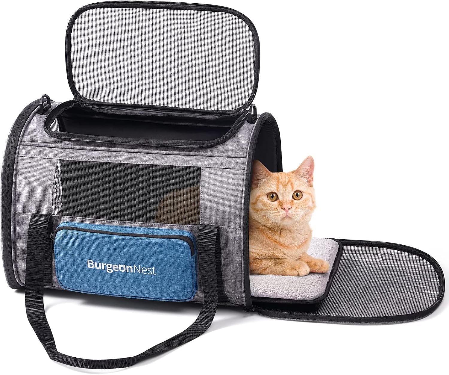 BurgeonNest Cat Carrier for Cats up to 20 Lbs, Soft-Sided Escape Proof