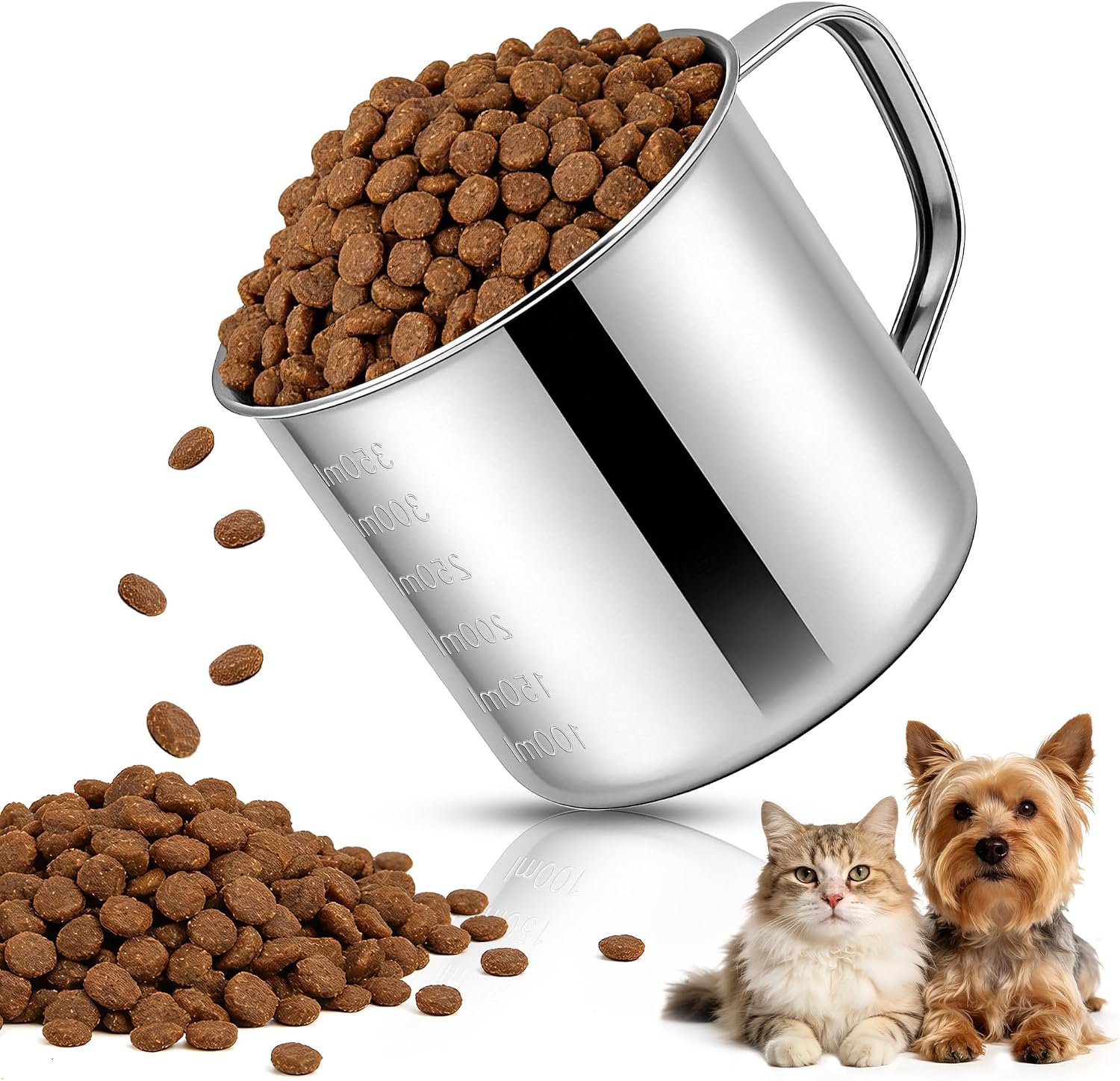 1.5 Cup Dog Food Scoop, 304 Stainless Steel Measuring Cups with Handle