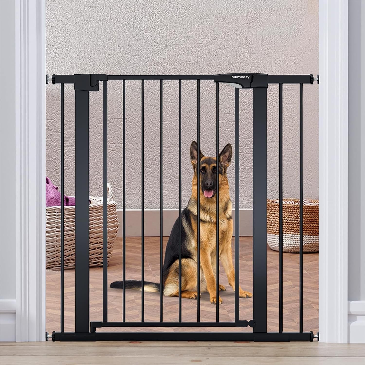 Mumeasy 36″ Extra Tall Dog Gate,29.7″-40.5″ Baby Gate for Stairs & Doorways