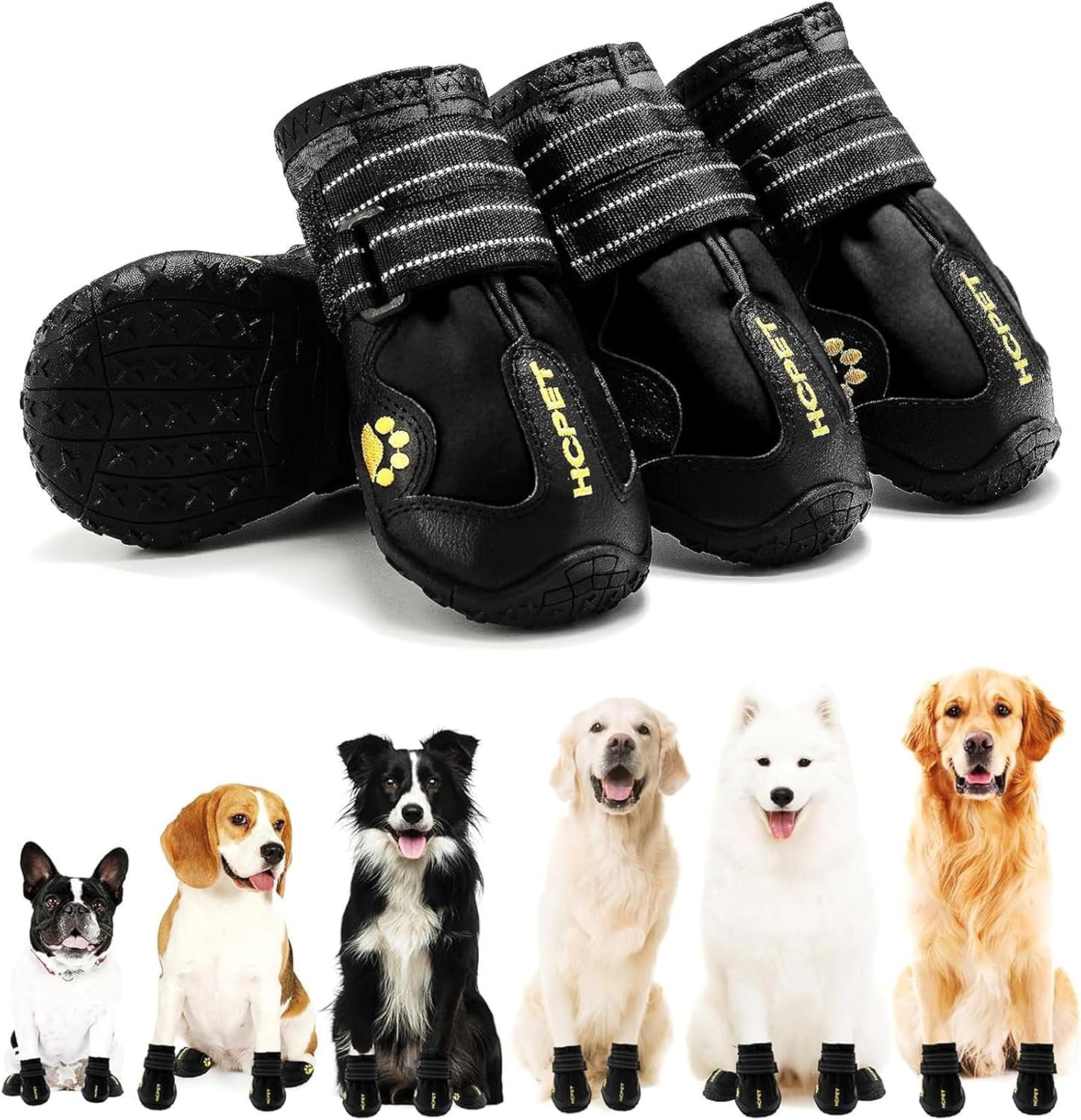 Dog Boots for Large Medium Small Dogs, Water-Resistant Dog Shoes