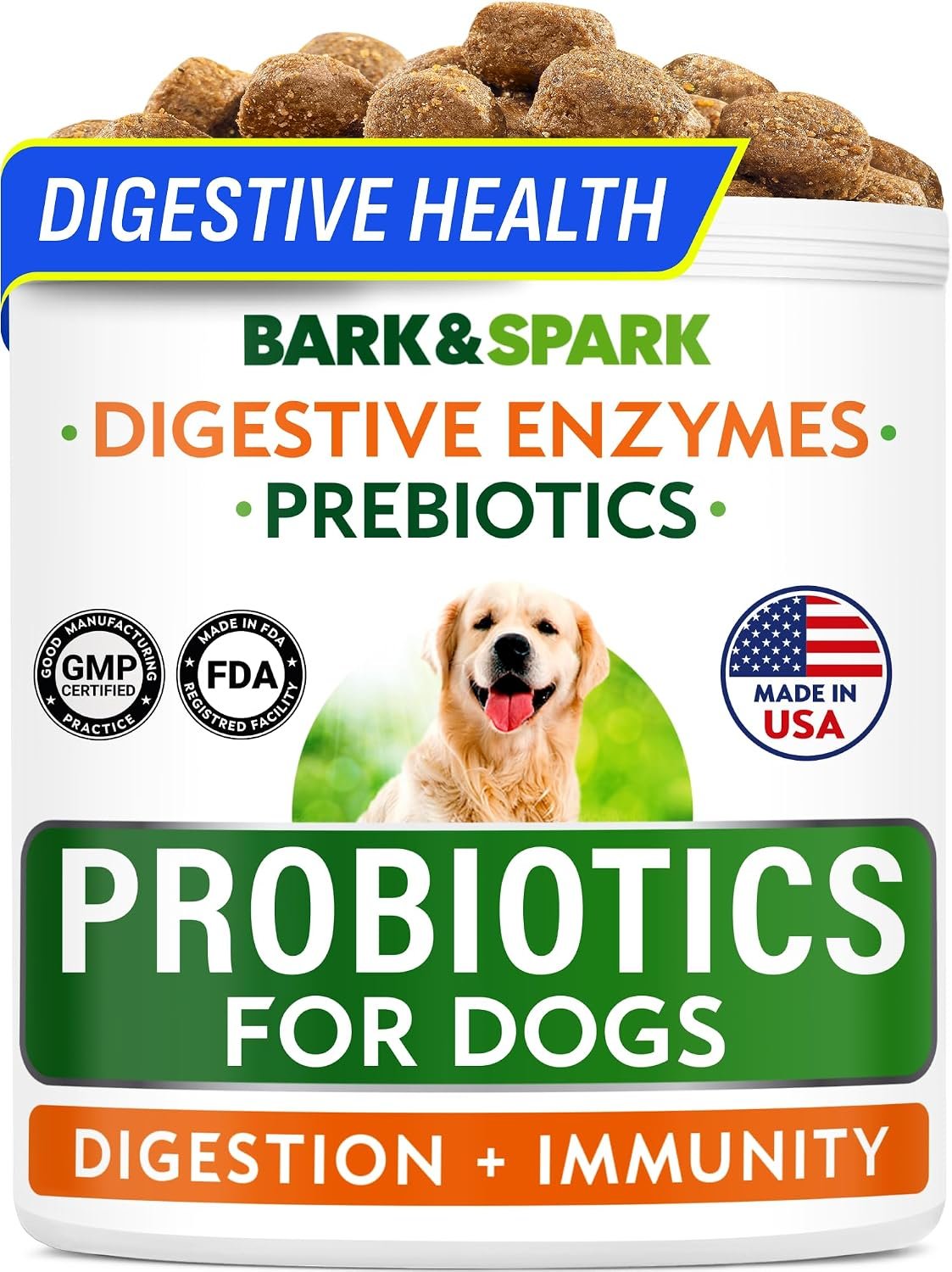 BARK&SPARK Probiotics for Dogs – Digestive Health Supplement Chews