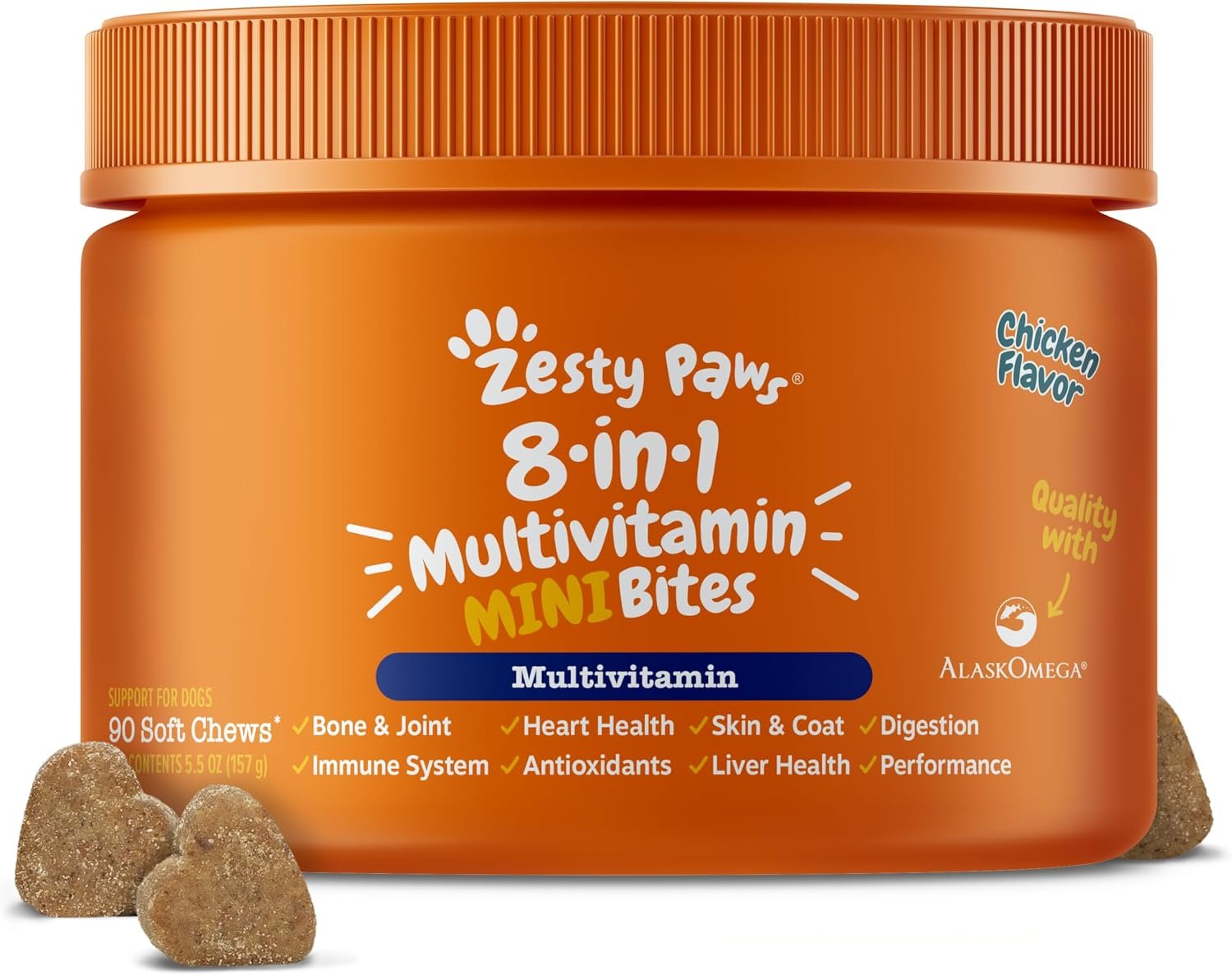 Zesty Paws Dog Vitamins – Dog Multivitamins, Mini, Chicken, 90 Ct
