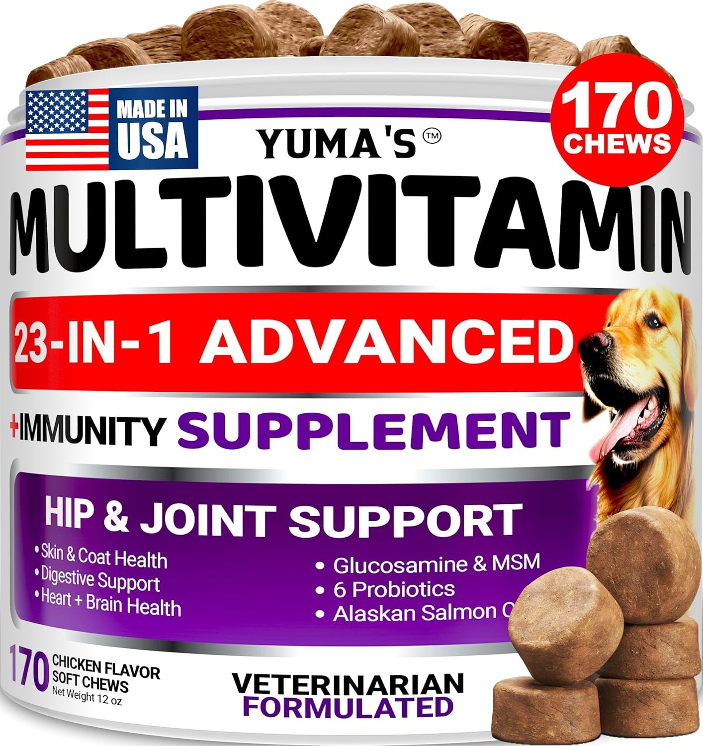 Dog Vitamins and Supplements – 170 Chews – Dog Multivitamin Chewable
