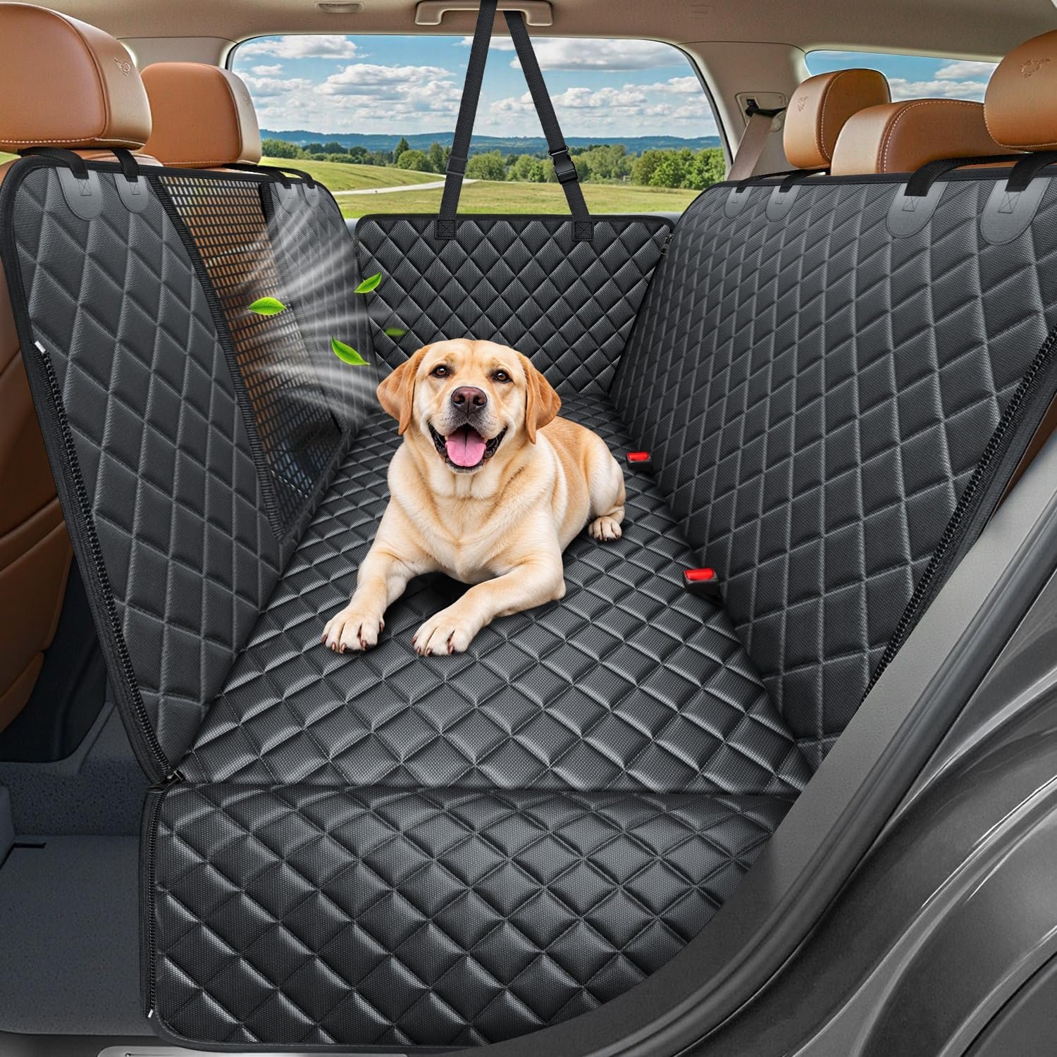 URPOWER 4 in 1 Dog Car Seat Cover for Back Seat, Waterproof Hammock