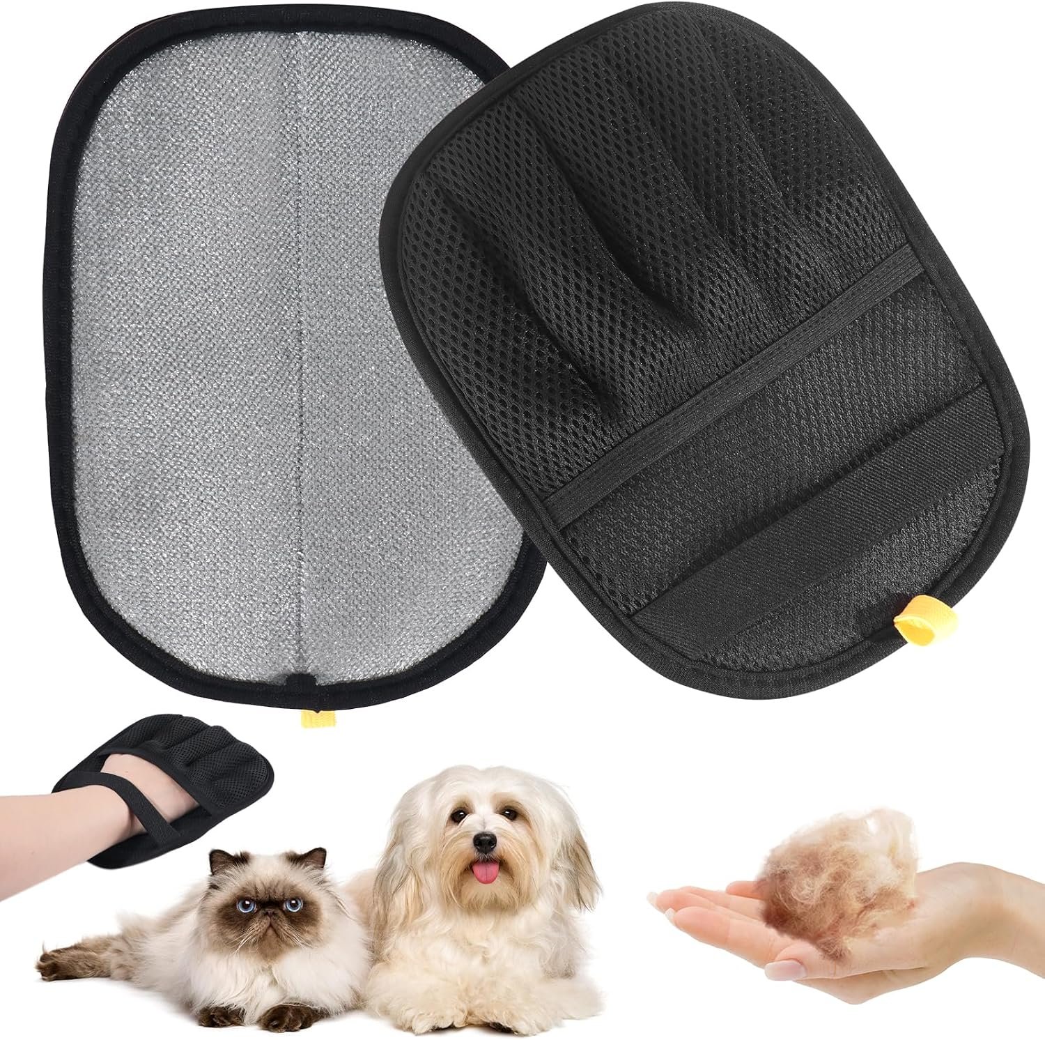 2-Pack Pet Hair Remover Gloves – Reusable Grooming Gloves for Dogs & Cats, Static Electricity Fur Removal Mitts for Furniture, Car, Clothing – Quick Dry Cleaning
