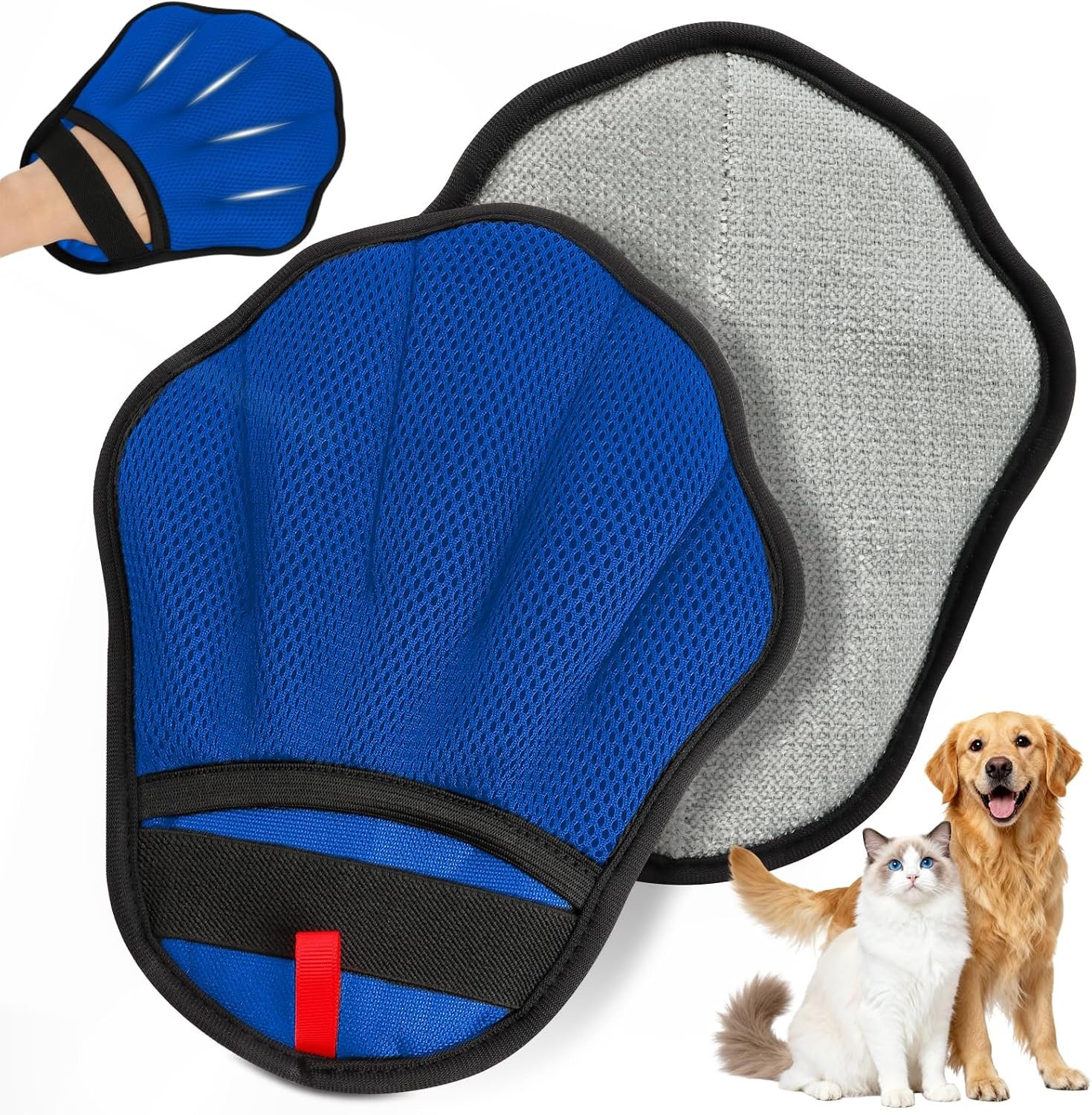 Pet Hair Removal Glove, Electrostatic Pet Hair Remover Glove, Blue+Grey