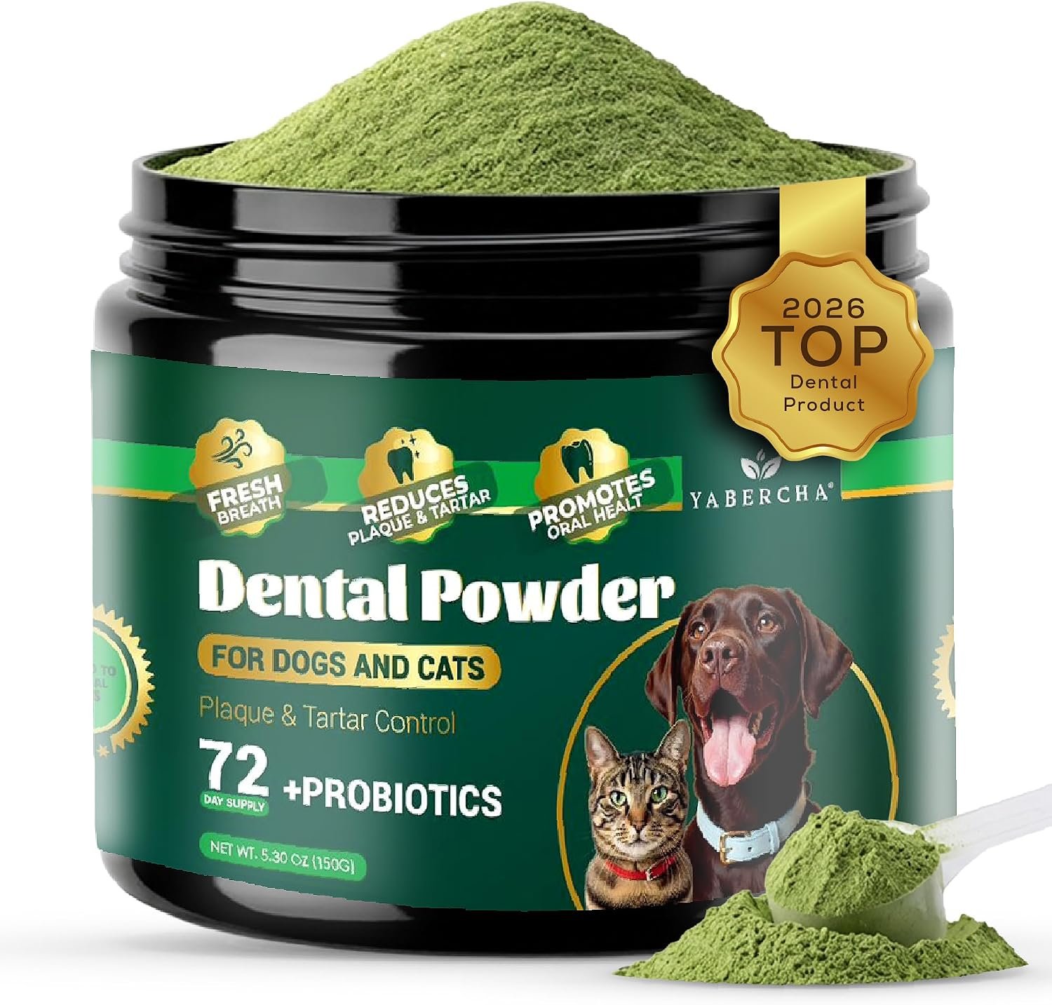 Probiotic Dog Dental Powder – Plaque Off Powder – Dog Teeth Natural Cleaning Powder – Dogs Breath Freshener – Enzymes & Probiotic with Tartar and Plaque Off – Pets Tooth Cleaning- 150g/5.3 oz