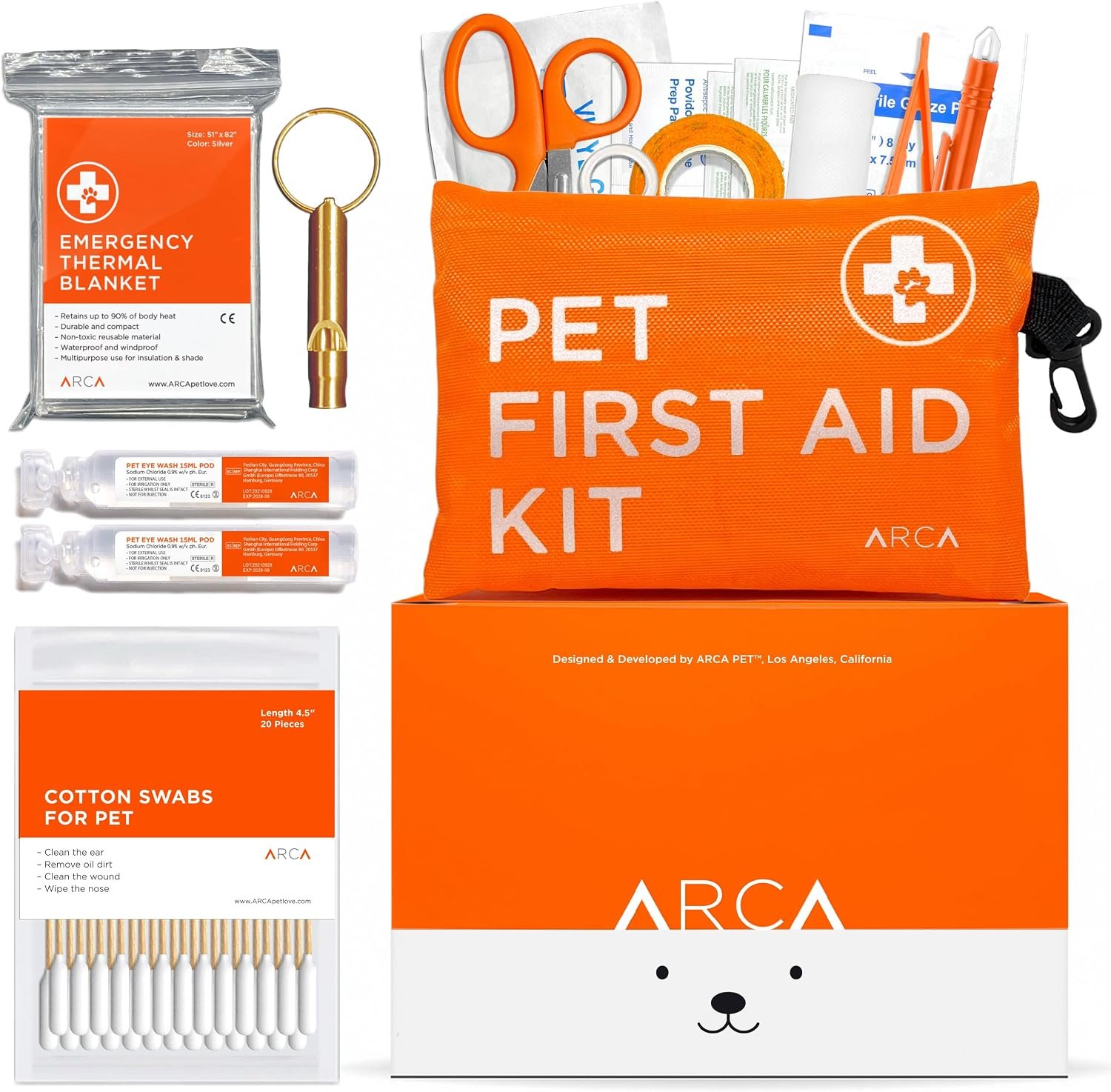 ARCA PET Dog First Aid Kit – Pet Emergency Kit – Water Resistant High Visibility Reflective First Aid Pouch Dog Camping Essentials for Hiking, Backpacking, Sports, Hunting