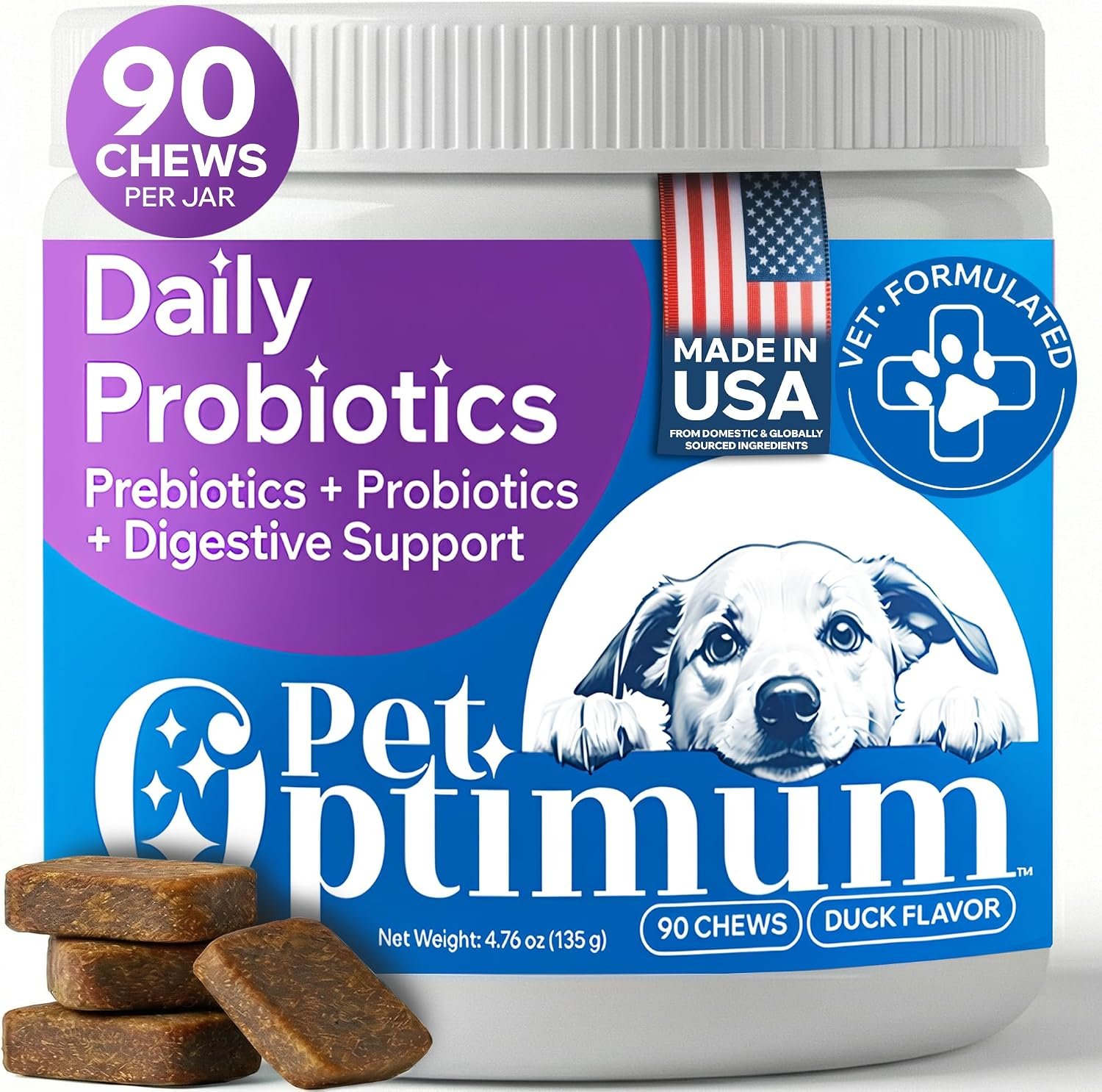 Dog Probiotics For Gut Health, Digestive Health, Sensitive Stomach, Diarrhea, Immunity, Skin/Coat – Probiotics Prebiotics for Dogs – Digestive Enzymes for Gut Flora – Constipation & Gas Relief for Dog